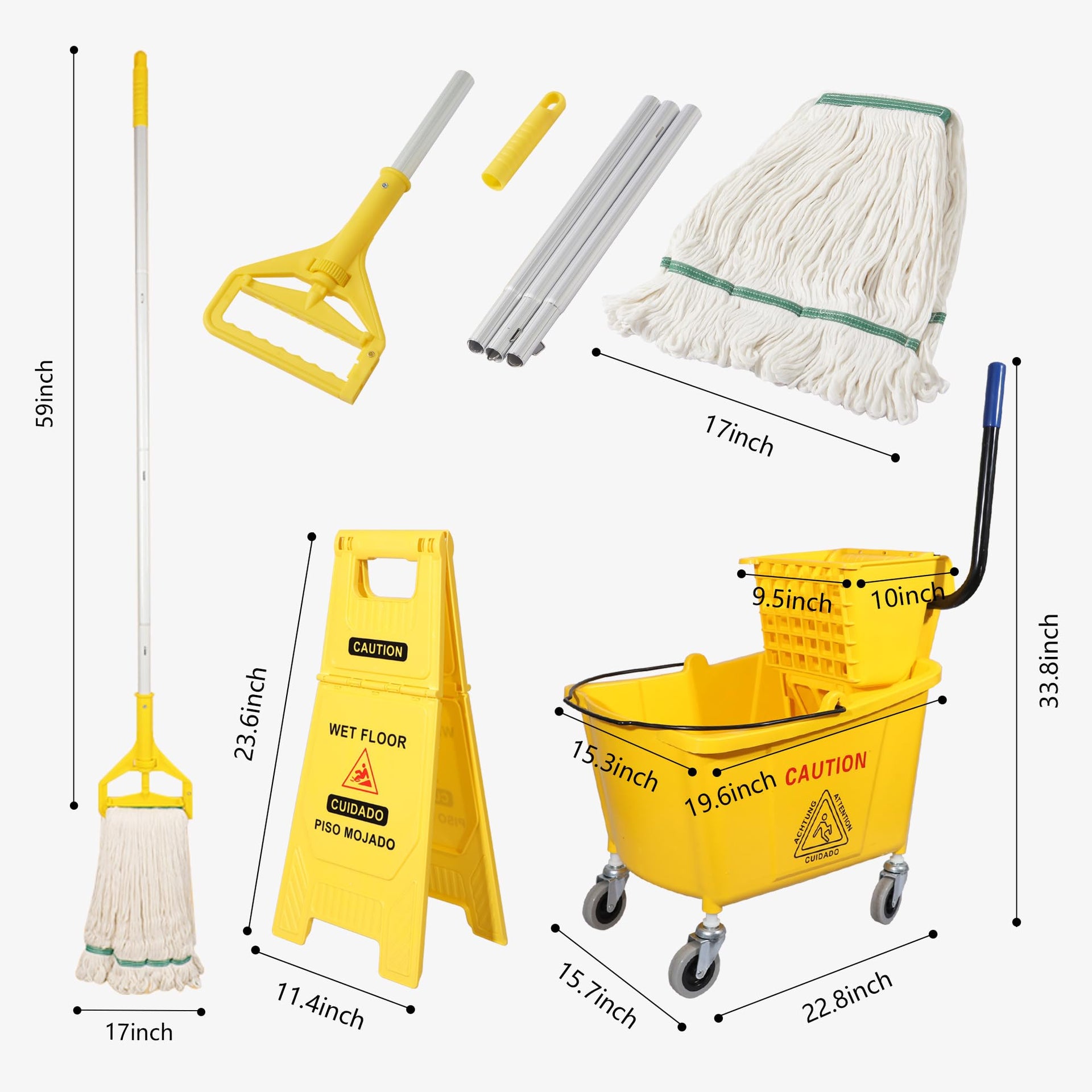 35Qt. Side Press Mop Bucket and Wringer Combo on Wheels (2 Count)