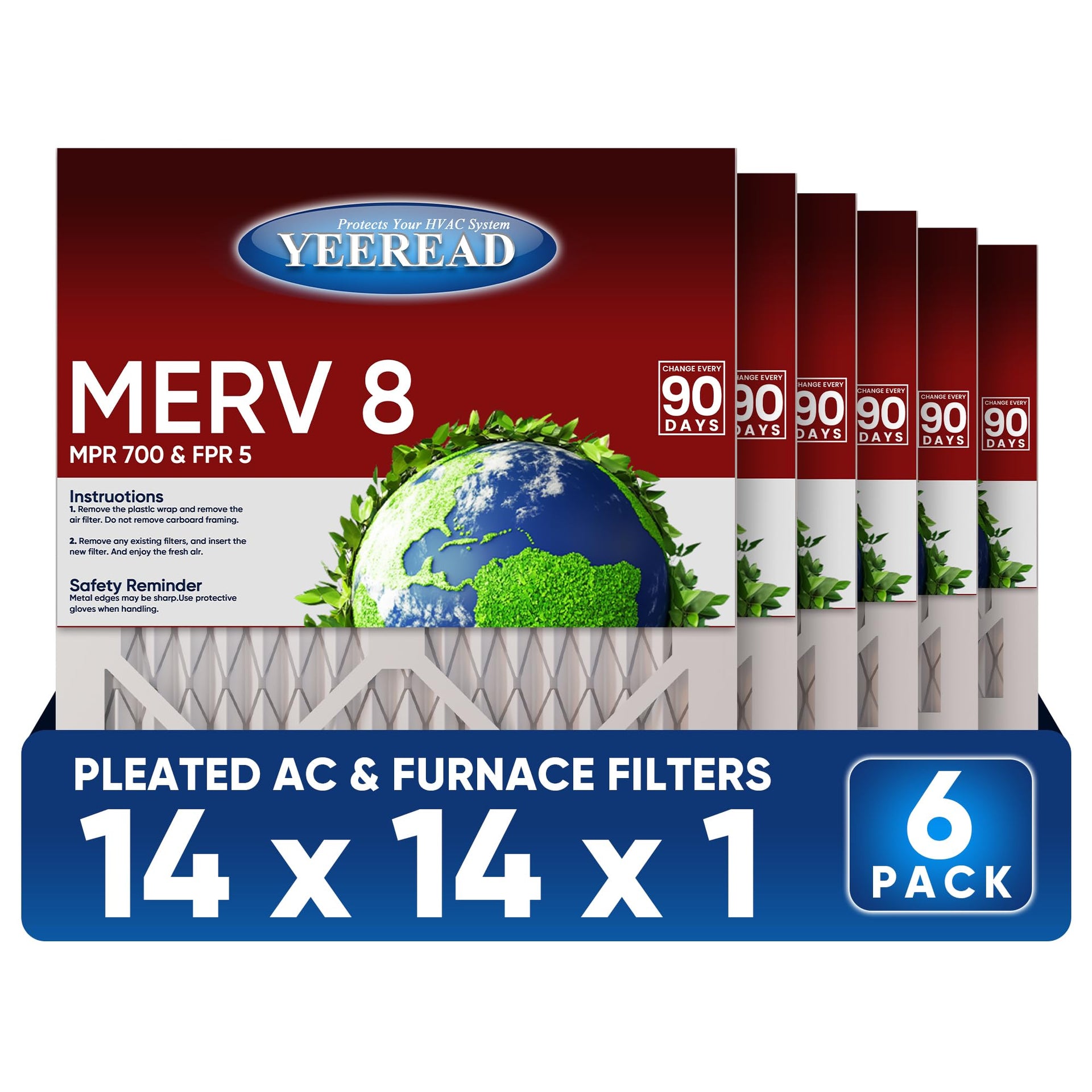 14x14x1 MERV 8 Air Filters 6