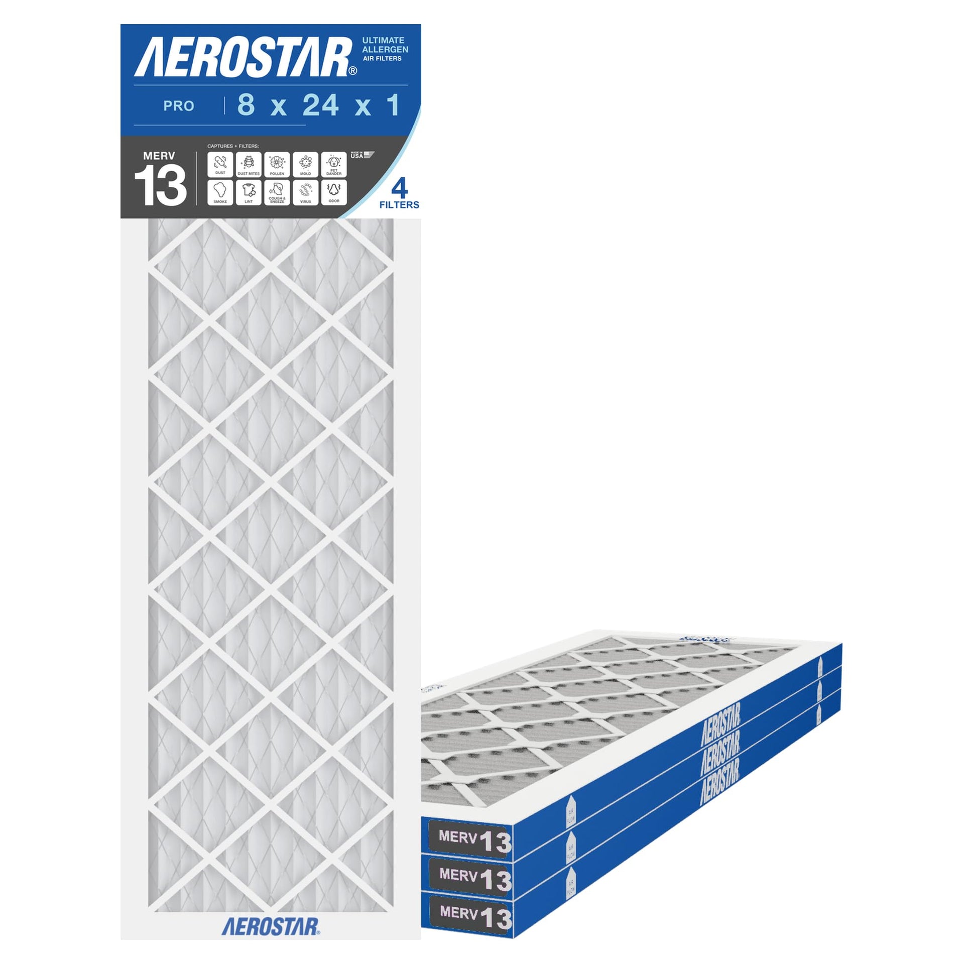 Air Filter 8x24x1 MERV 13 AC Filter (4 Count)
