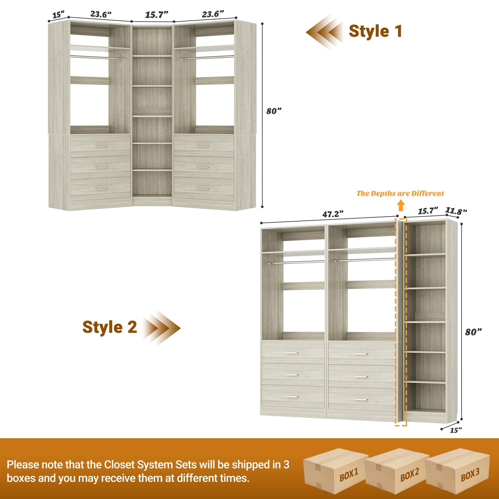 Closet System with 6 Drawers & 10 Shelves