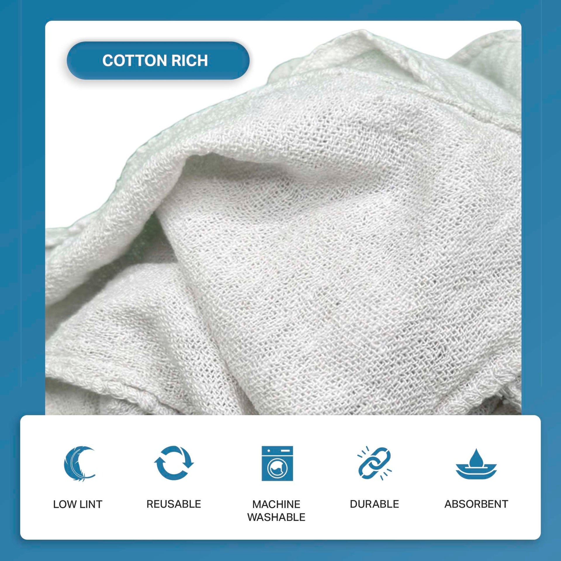 Angel-in-Armor Shop Towels (14”x14”) – 1000 Unit Box of Lint-Free Cotton Shop Towel Cleaning Rags – Durable Shop Rags for Auto, Garage, Industrial, and Commercial Use (1000 Count)
