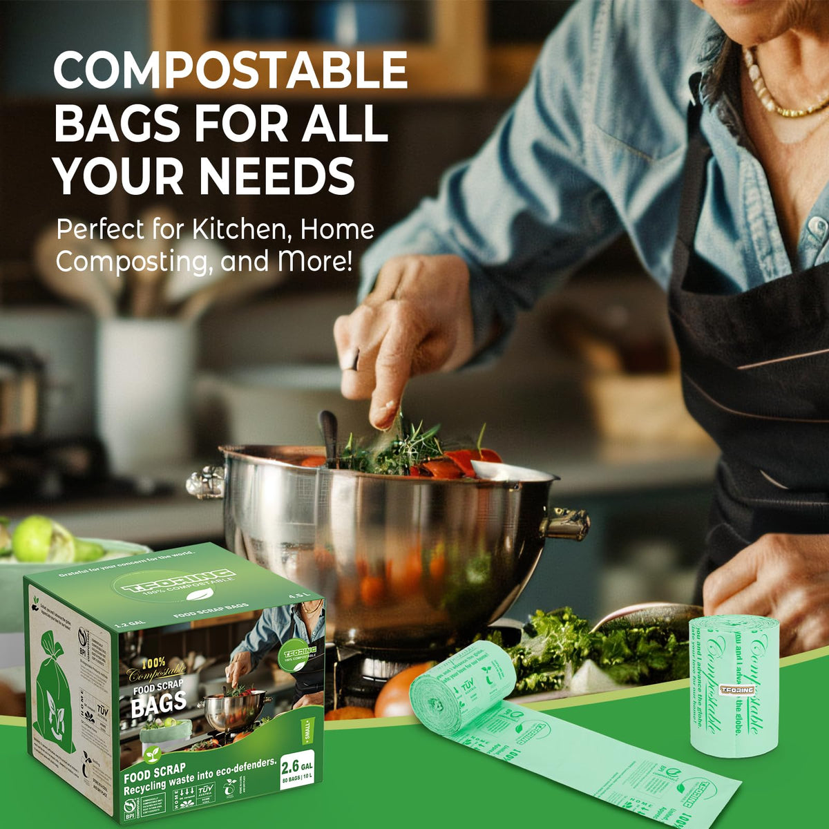 Small Compost Bags 2.6 Gallon (80 Count)