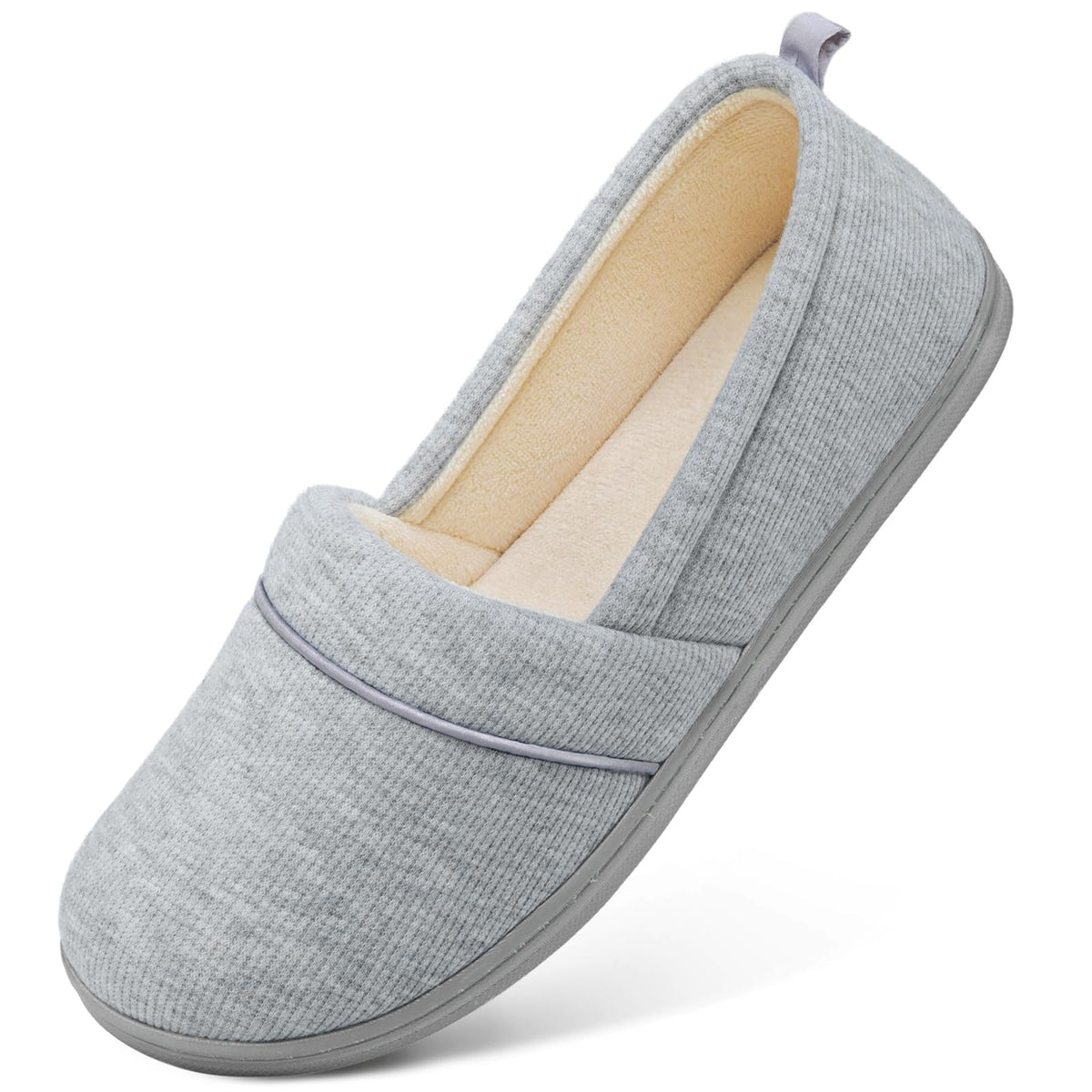 Women's Comfy Loafer Slippers House Shoes Light Gray
