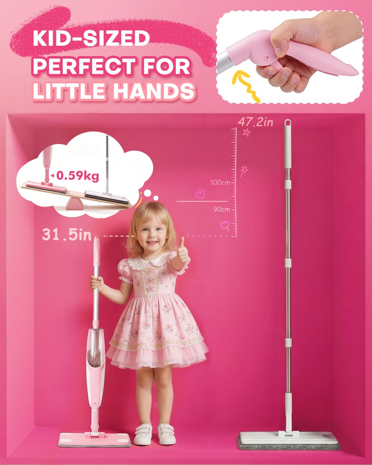 Pink Mini Spray Mop for Toddler