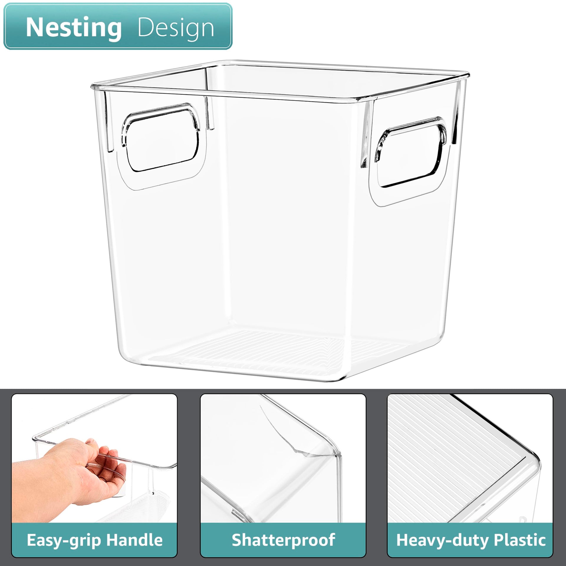 8 Pack Small Clear Plastic Storage Bins (8 Count)