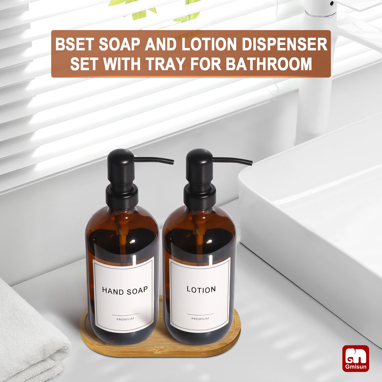 Amber Glass Soap Dispenser (2 Count)