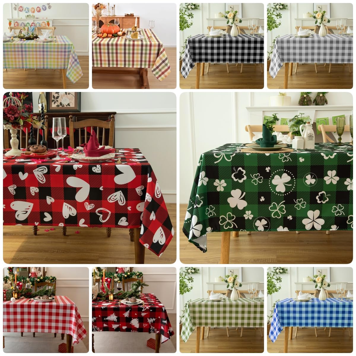 Classic Gingham Plaid Tablecloth Fabric