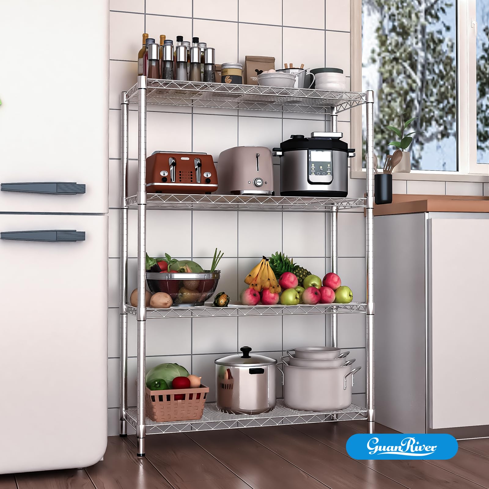 4 Shelf Adjustable Metal Wire Shelving