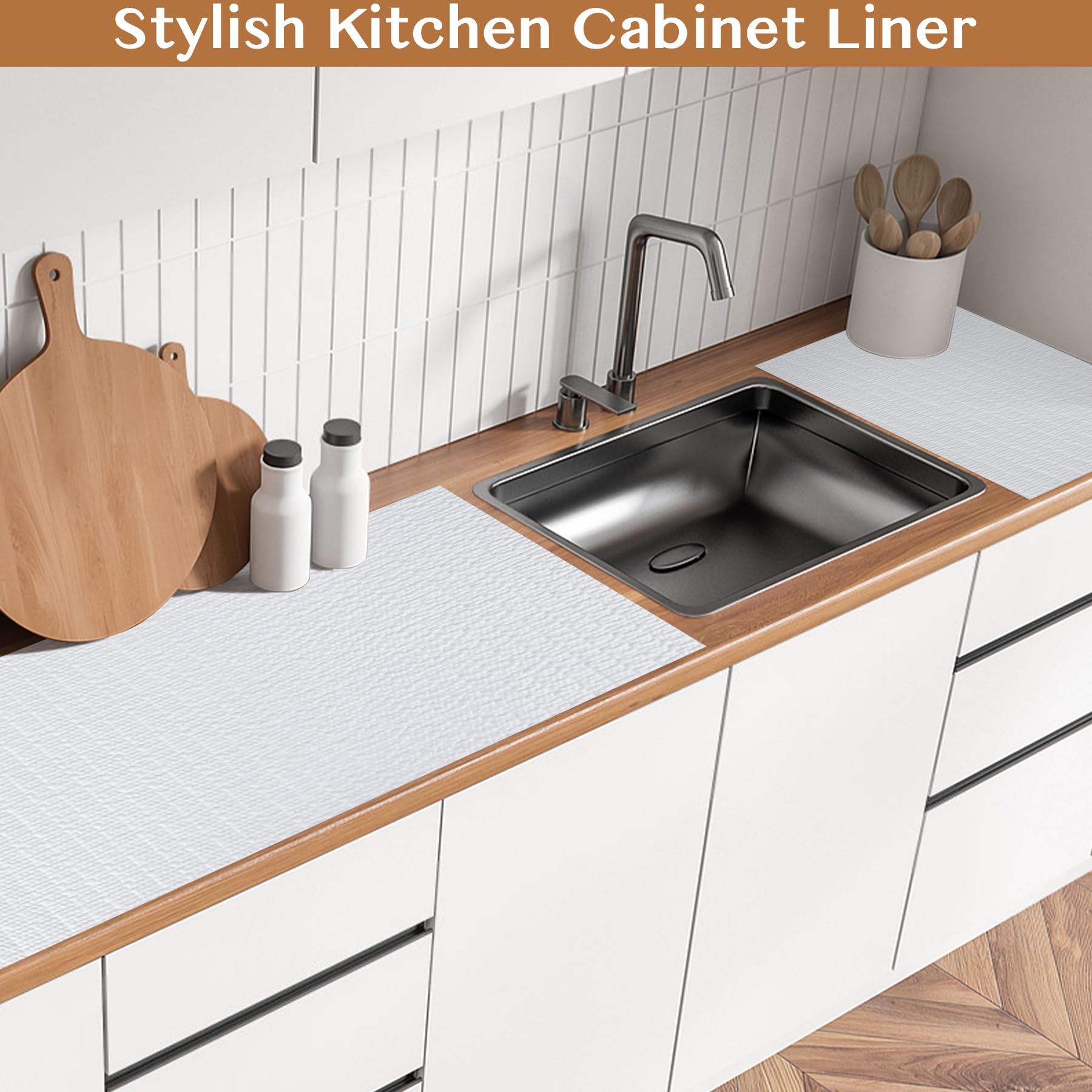 Non Adhesive Shelf and Drawer Liner for Kitchen Cabinets