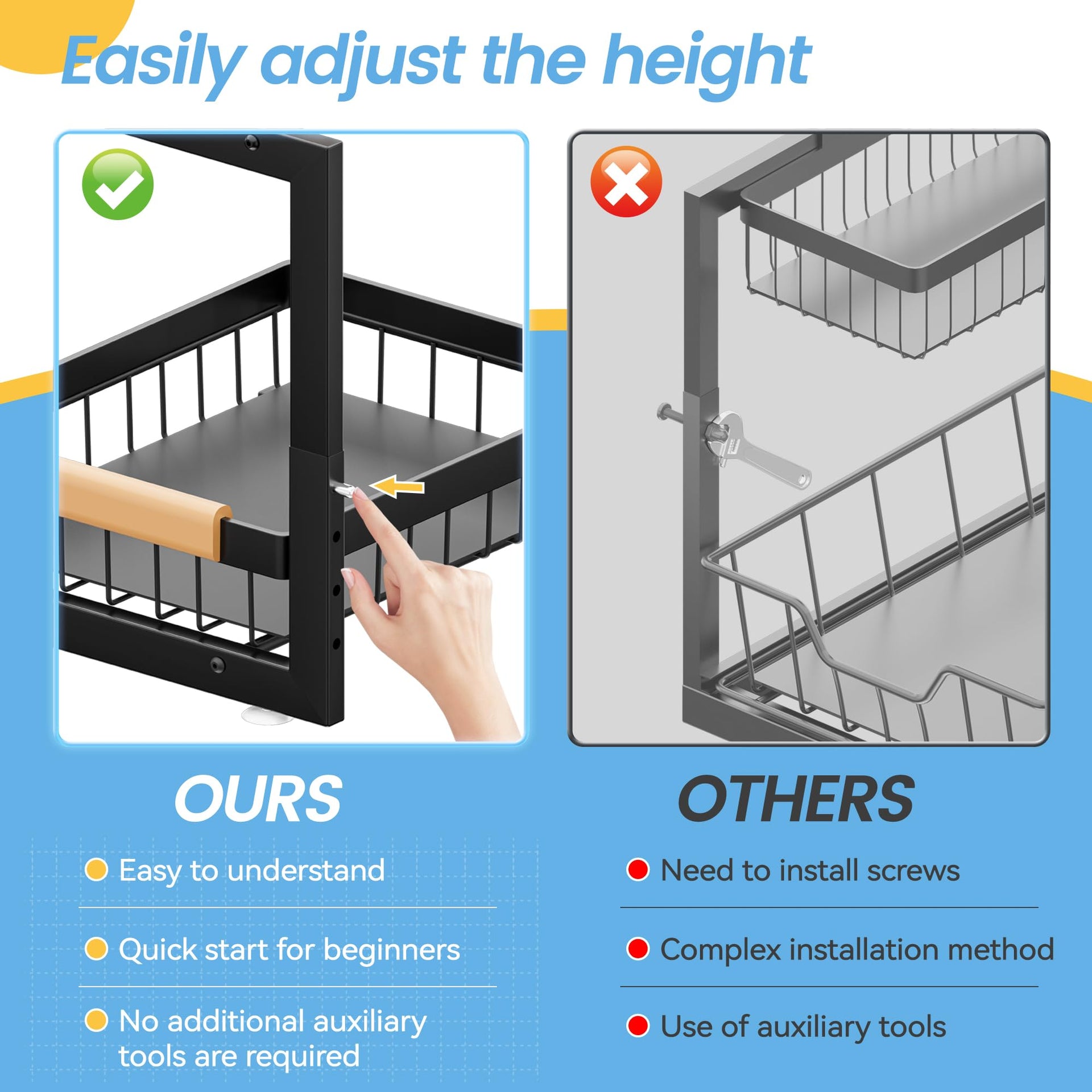 Under Sink Organizer 2 Packs 2 Tier Expandable Height Under (2 Count)