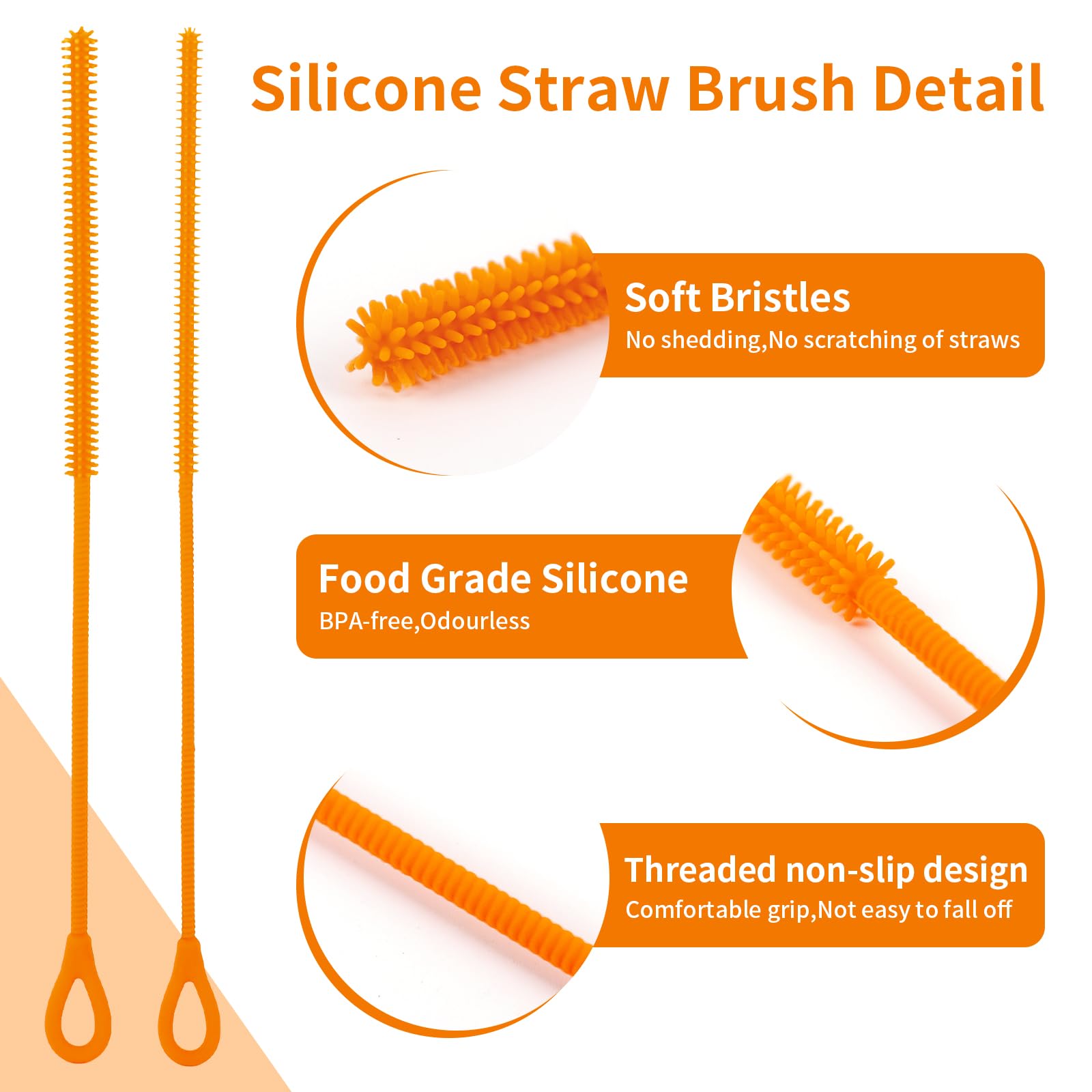 2Pcs Silicone Straw Cleaner Brush (2 Count)