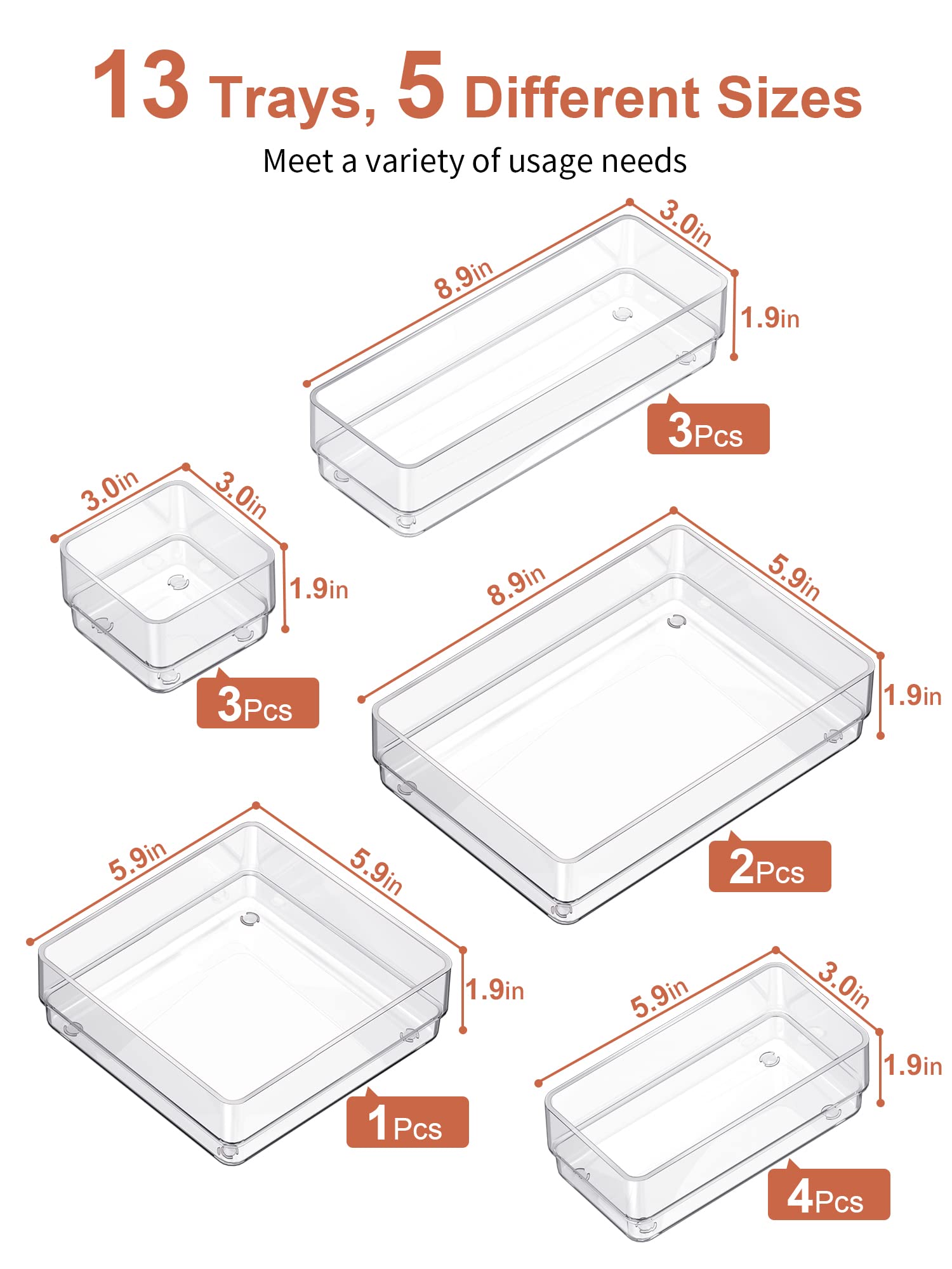 13 PCS Drawer Organizer 5 (13 Count)