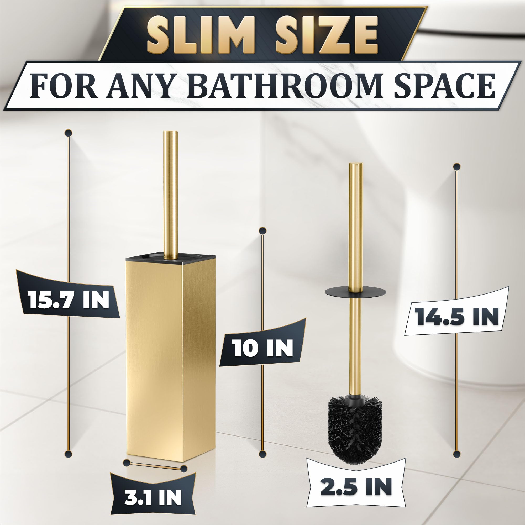 Gold Toilet Brush and Holder Set