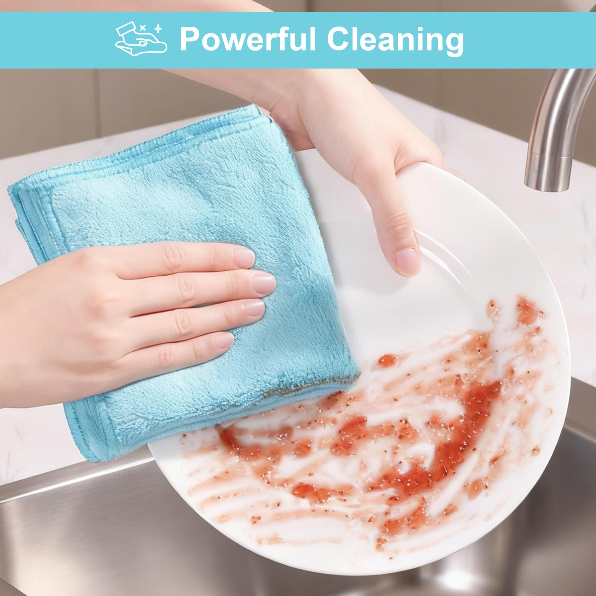 Microfiber Cleaning Cloths Cyan (18 Count)
