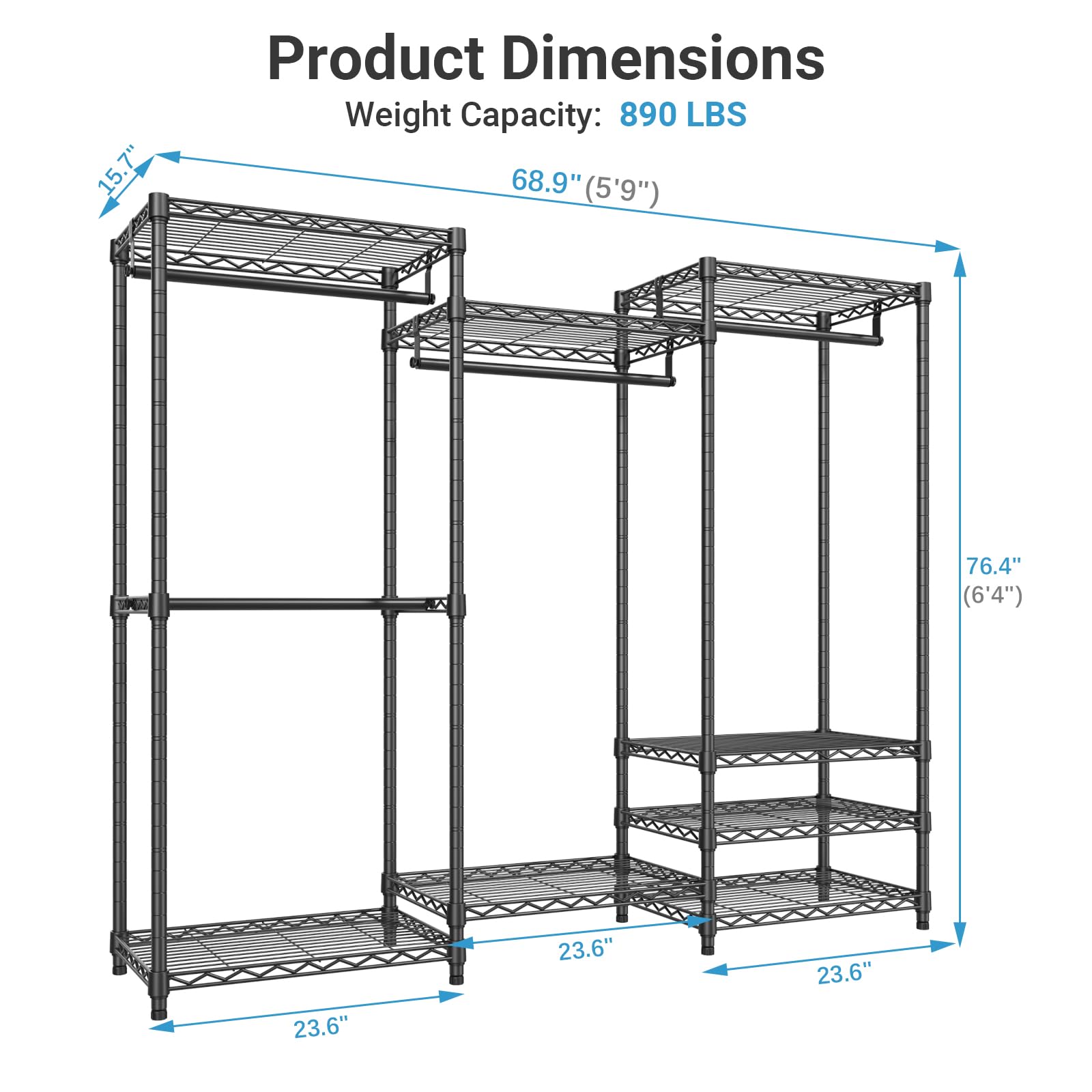 V5C Portable Closet Wardrobe Bedroom Armoires Heavy Duty Covered Clothing Rack