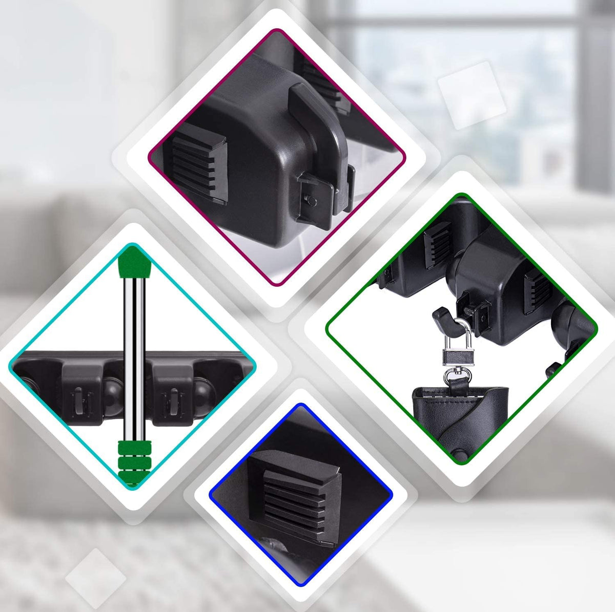 Broom Hanger Wall Mount Broom and Mop Organizer Wall Hanging Garden Tool Organizers Rack Garage Laundry Room Organizations and Storage with Hooks Heavy Duty