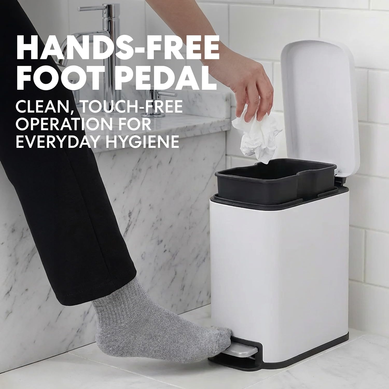 6L 1.6G Stainless Steel Bathroom Trash Can with Hands