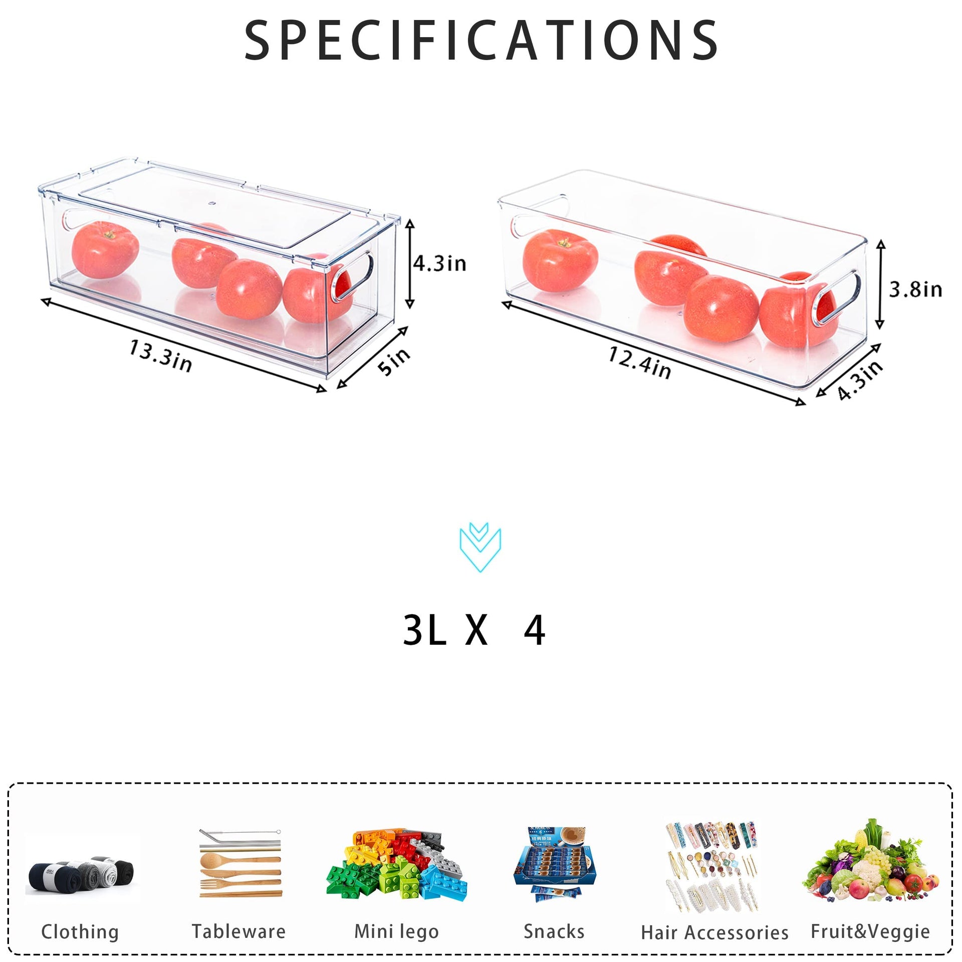4Pack Stackable Fridge Drawers Pull (4 Count)