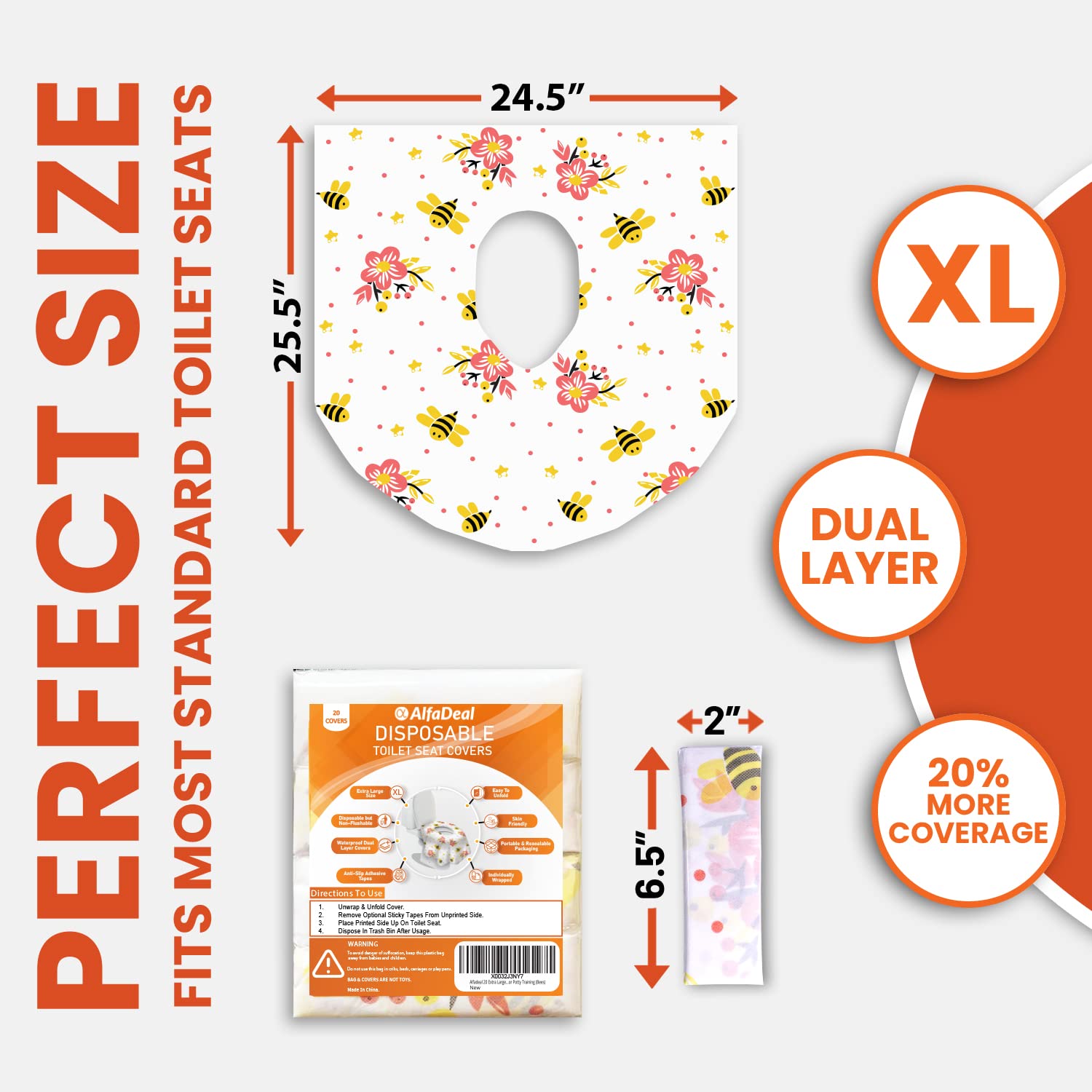 20 XL Toilet Seat Covers Disposable (20 Count)