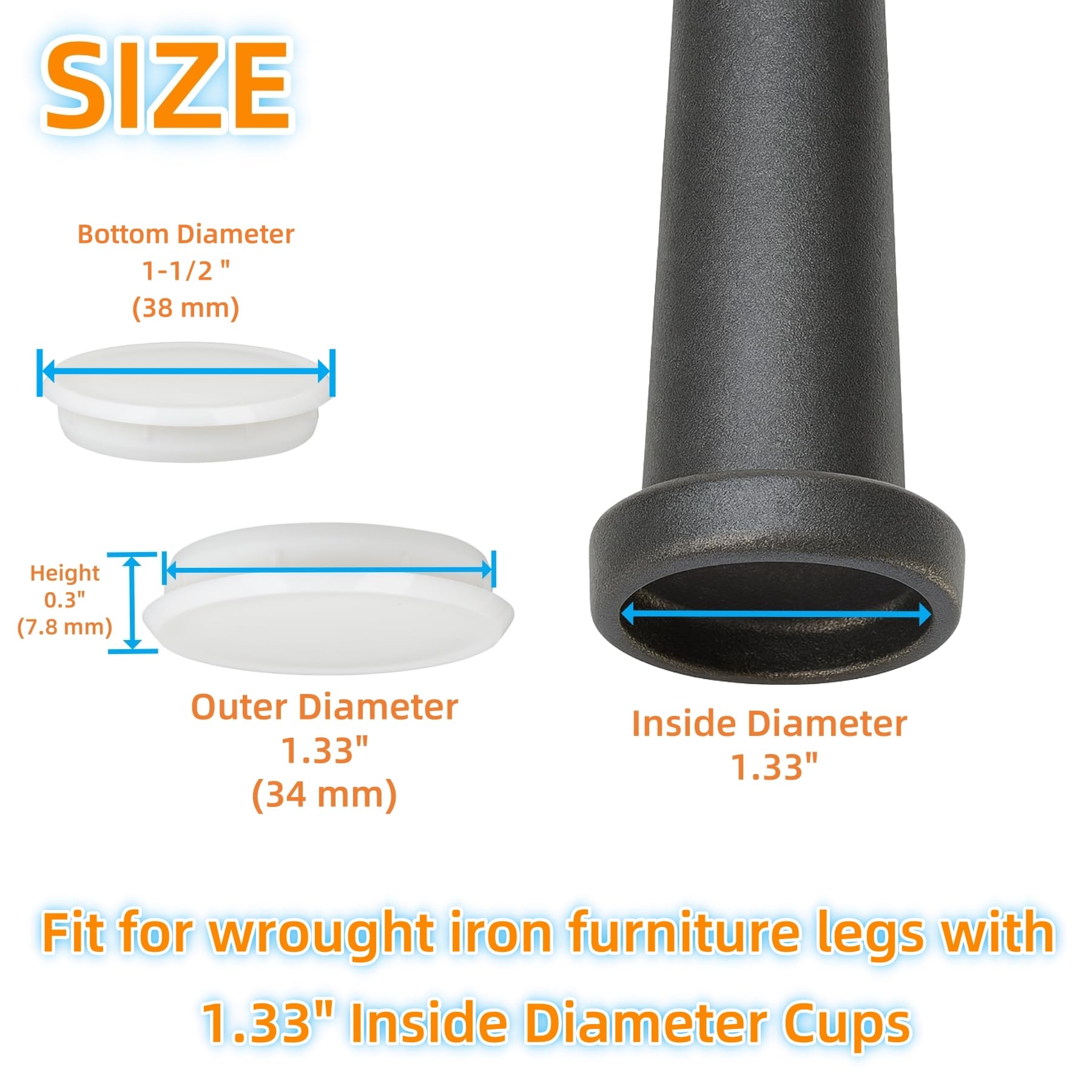 Wrought Iron Patio Furniture Feet Caps (24 Count)