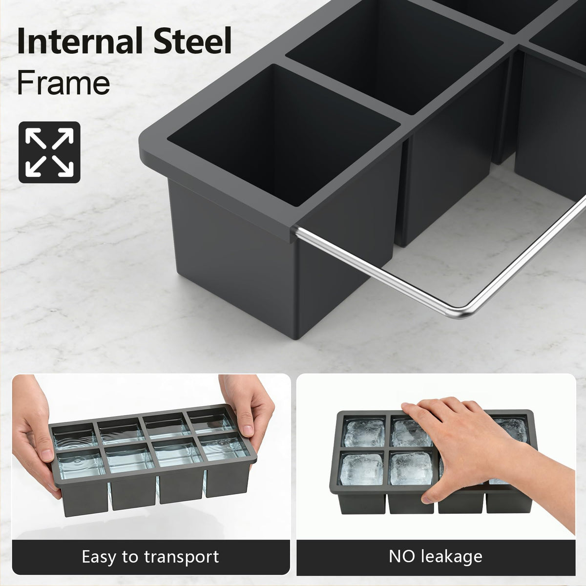 Silicone Ice Cube Trays with Metal Reinforced Frame