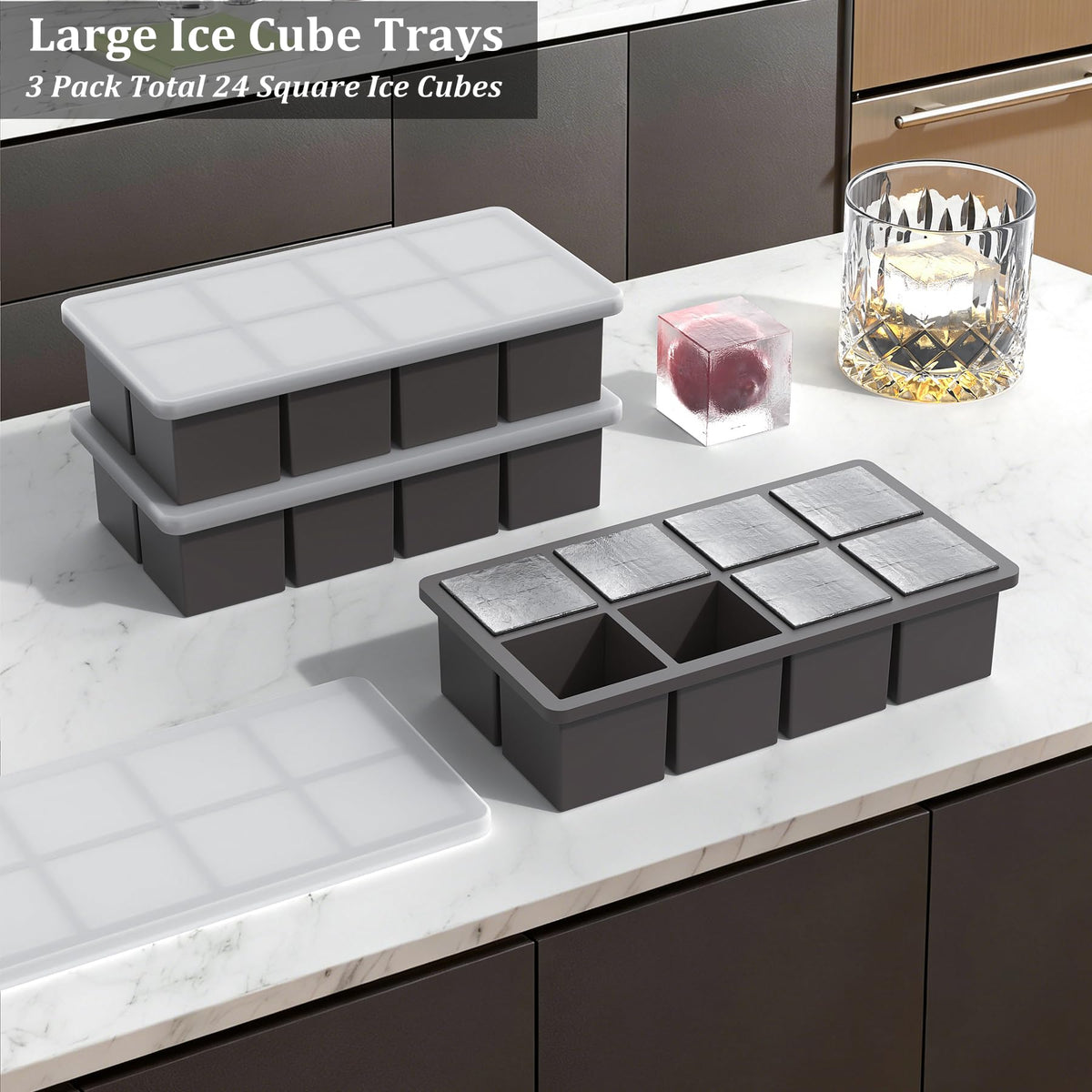Silicone Ice Cube Trays with Metal Reinforced Frame