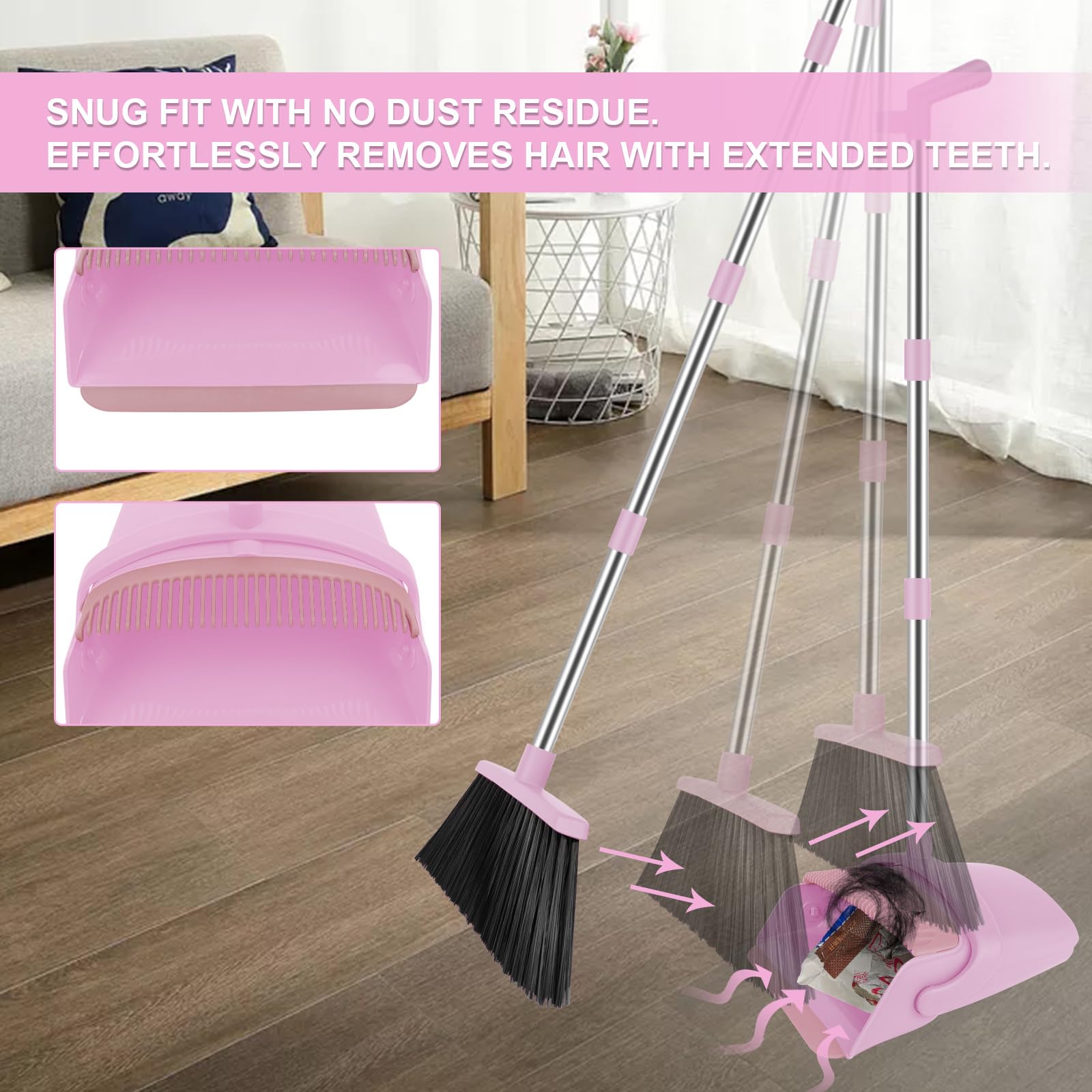 Pink Broom and Dustpan Combo Set