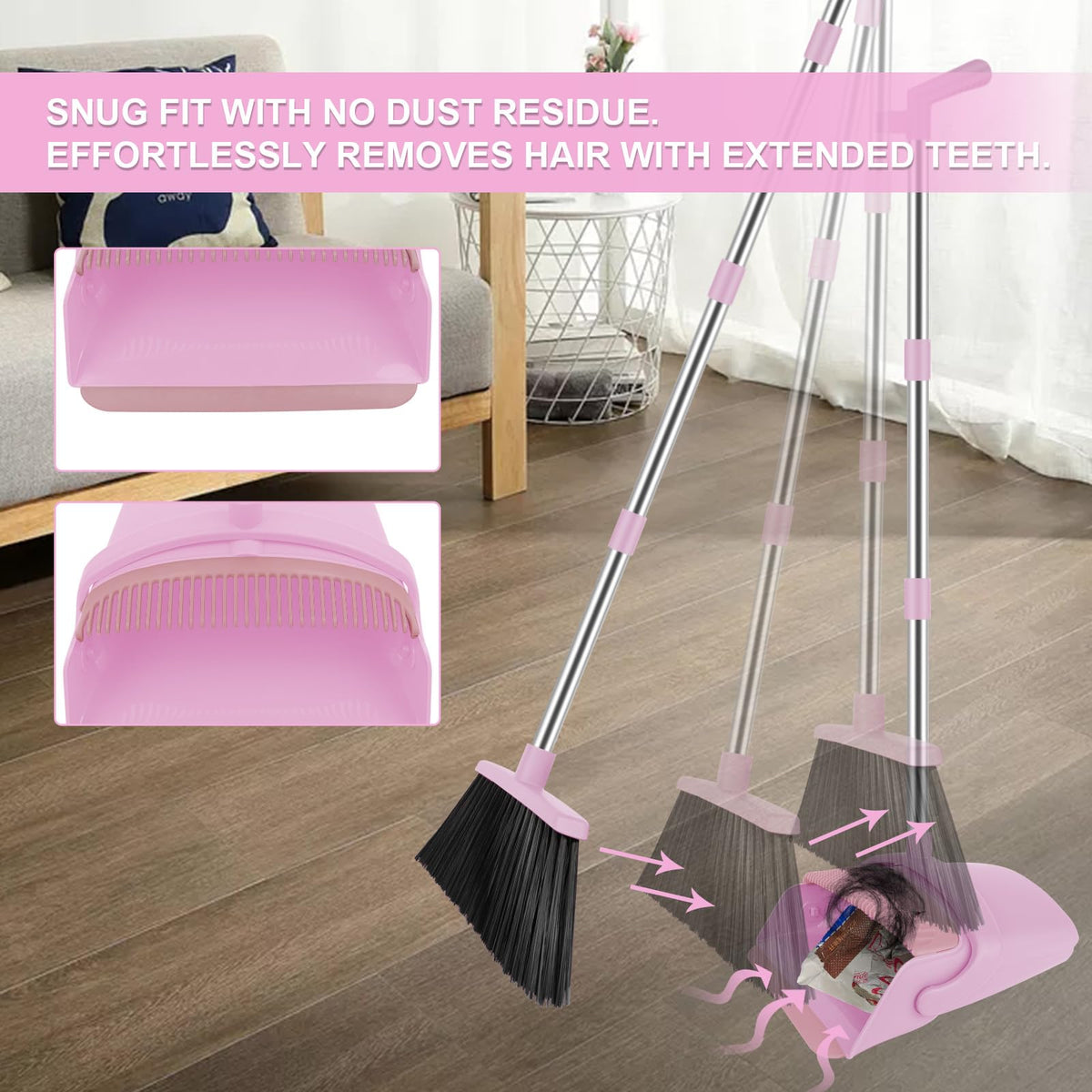 Pink Broom and Dustpan Combo Set