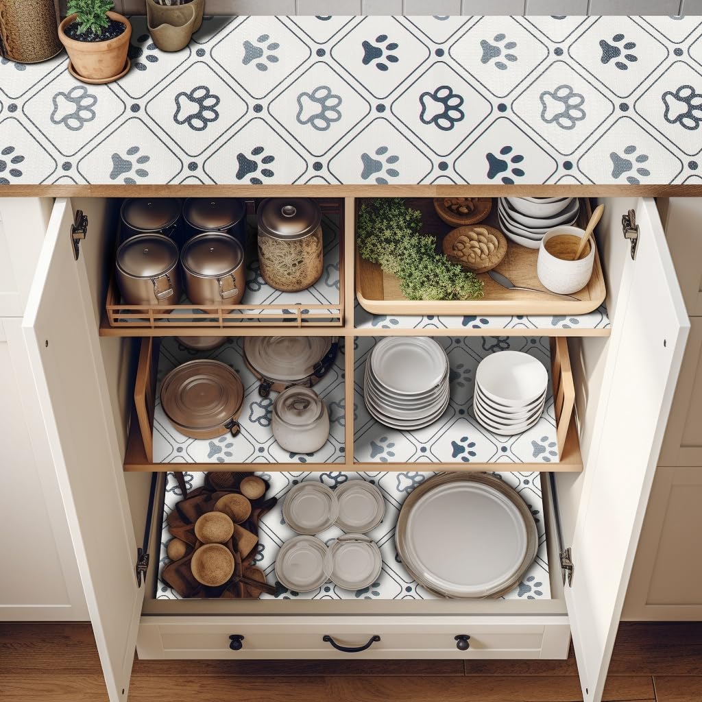 Bulk Shelf Liner 18" W x 192" L Cupboard Liner Shelving Paper for Cabinets and Drawers Pantry Shelf Liners for Kitchen Cabinets Non