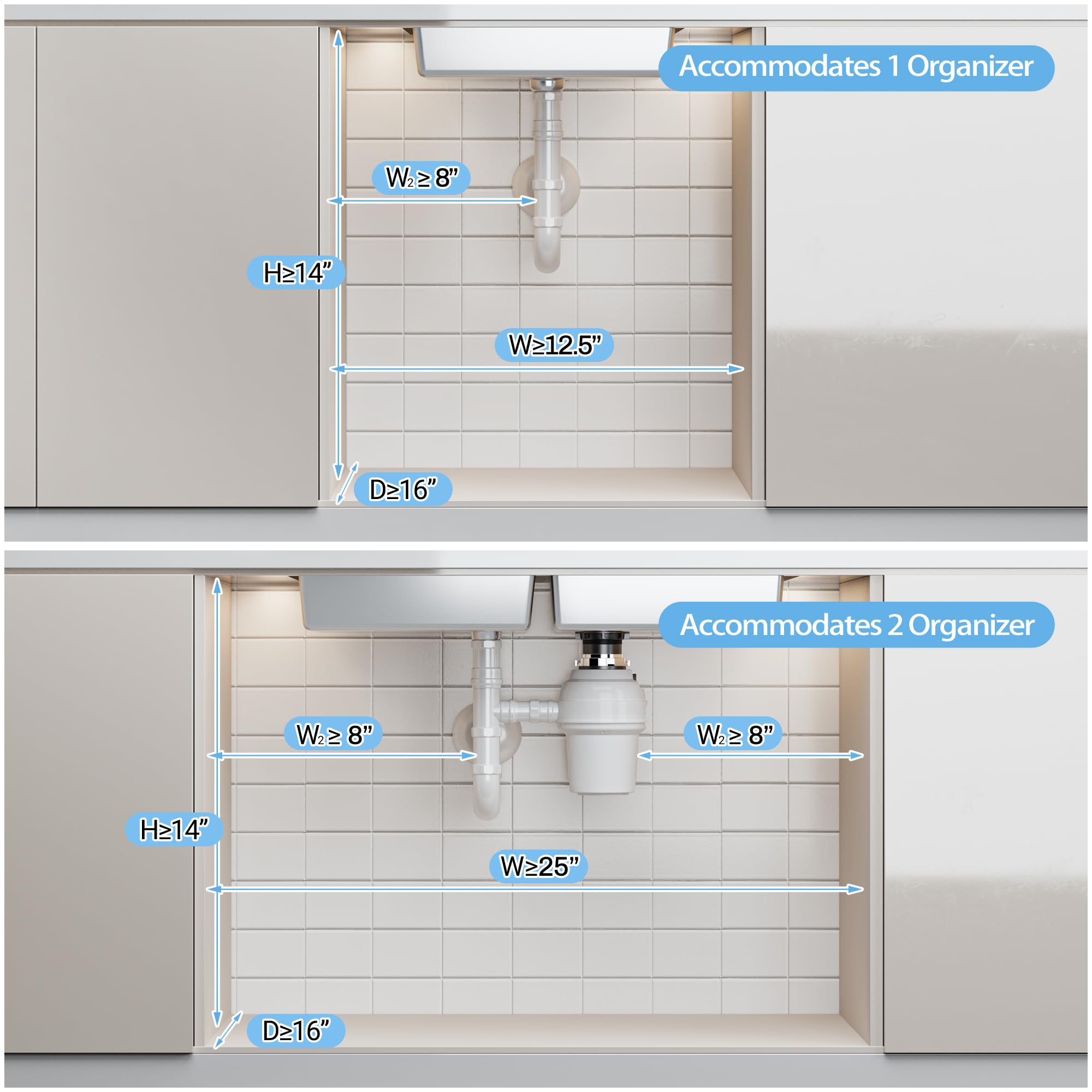 Under Sink Organizer 2 Packs 2 Tier Expandable Height Under (2 Count)