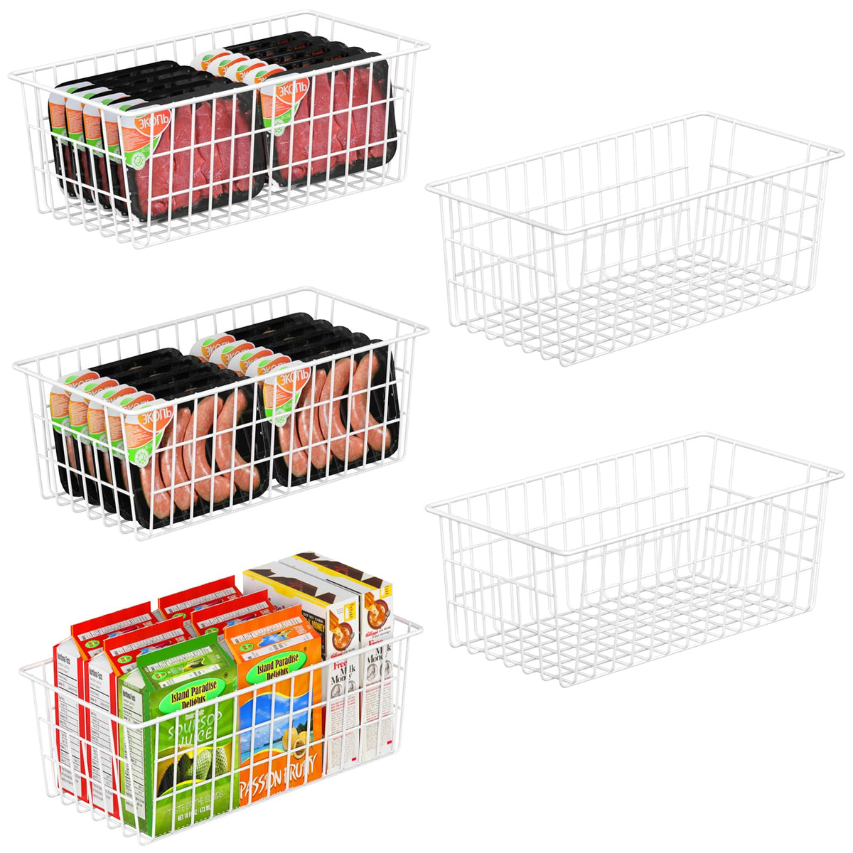 Freezer Organizer Bins for Upright Freezer Wire Drawer Baskets (5 Count)
