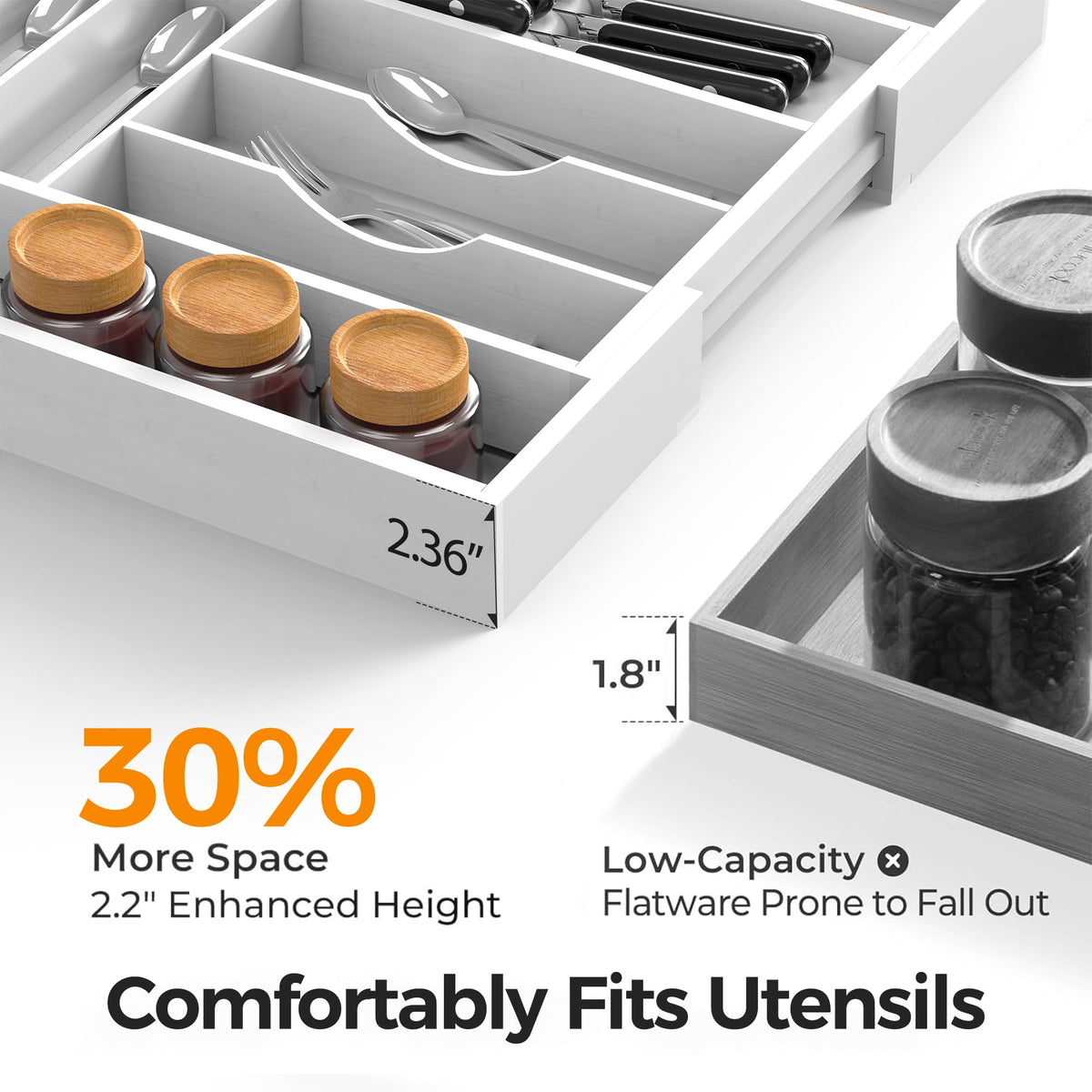Bamboo Silverware Drawer Organizer