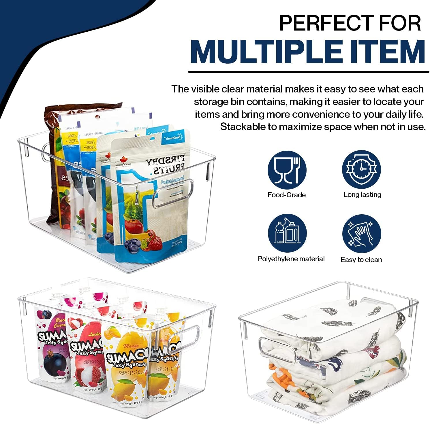 Clear Plastic Storage Bins with Lids (4 Count)