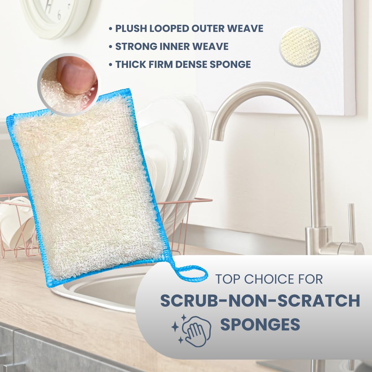Cloth Kitchen Sponges Scrub Reusable Durable 4pk 4x5x1.25in