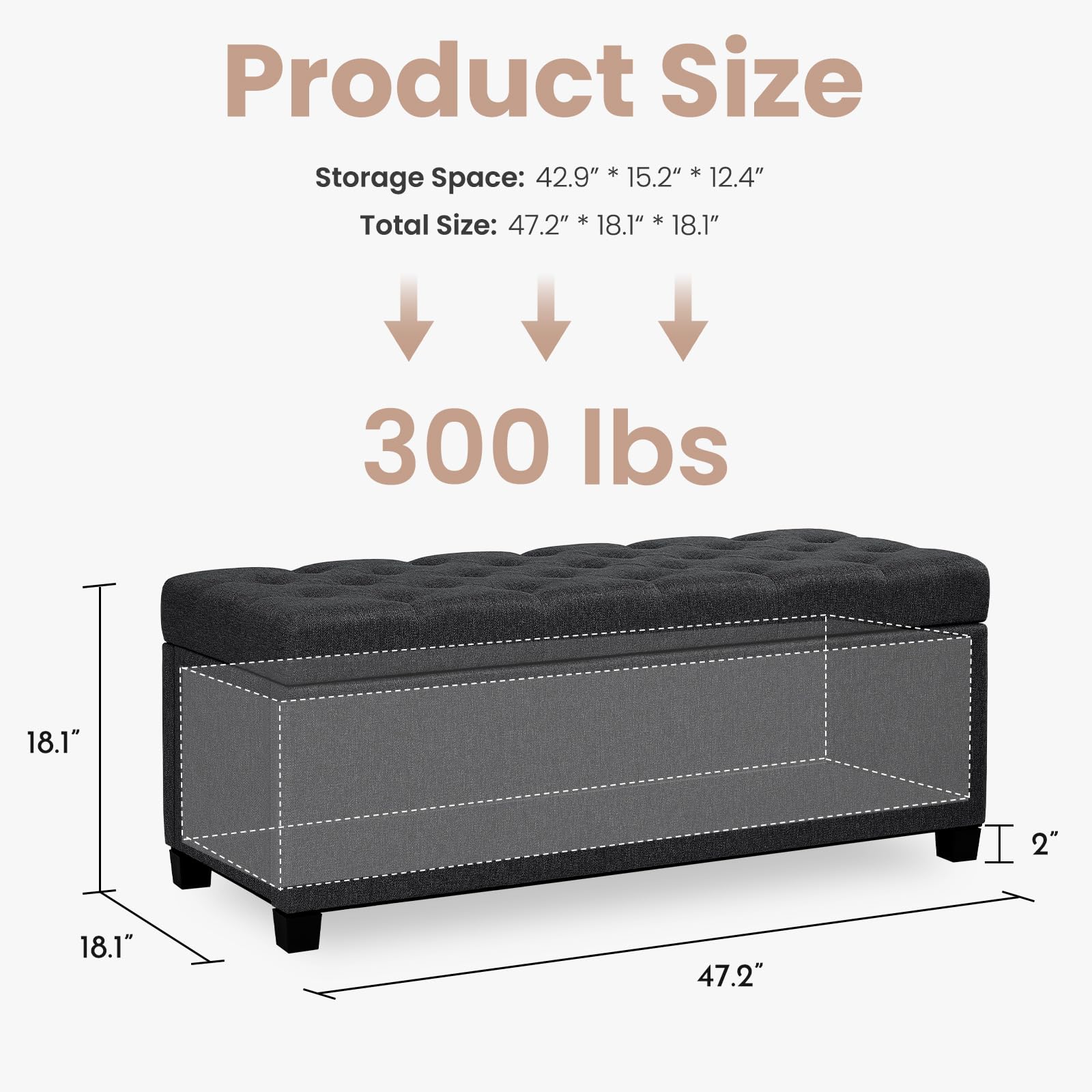 Storage Ottoman Bench for Bedroom