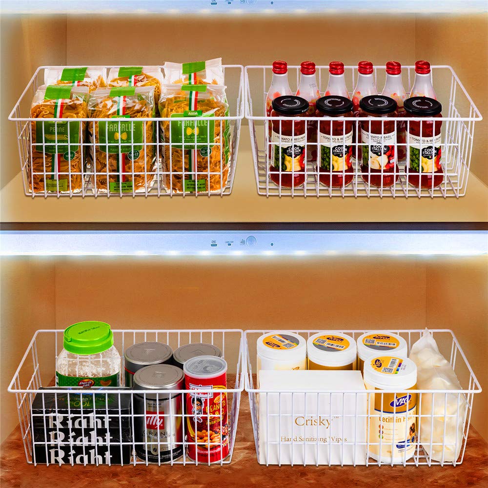 Freezer Baskets Wire Storage Baskets Closet Storage Baskets Bins Refrigerator Storage Containers for Home Office (3 Count)