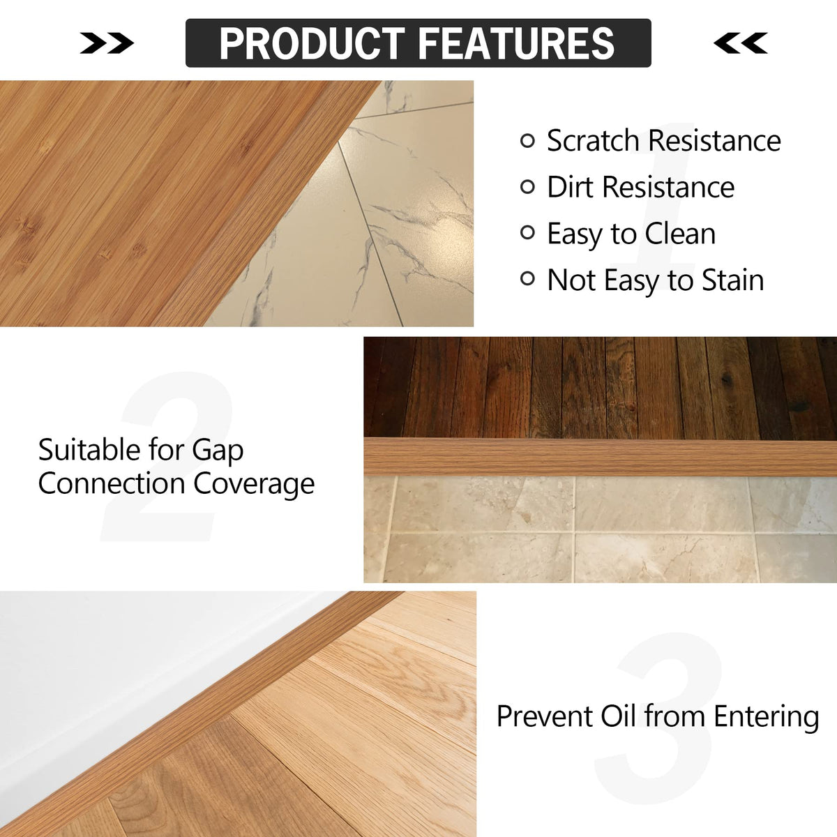 16.4Ft Floor Transition Strip Self Adhesive Vinyl Cover Floor Strip Flat Divider Transition Strip Wood Grain Design for Laminate Floor Gaps and Doorway Transitions (16.4 Foot)