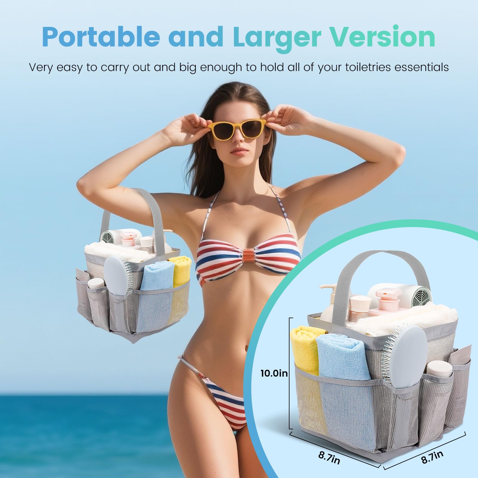 Shower Caddy for College Dorm Room Essentials for Girls with 9 Pockets