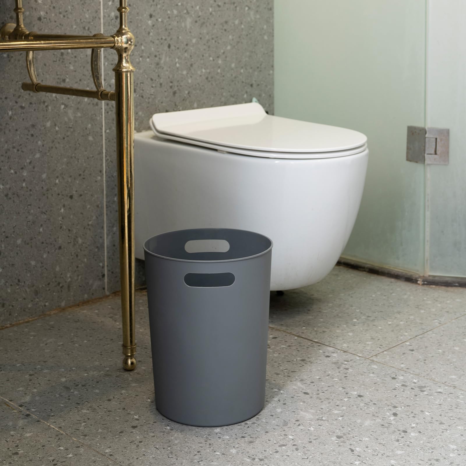 4 Pack Small Trash Can 3 Gallon Garbage Can Bathroom Bedroom Kitchen Grey (4 Count)