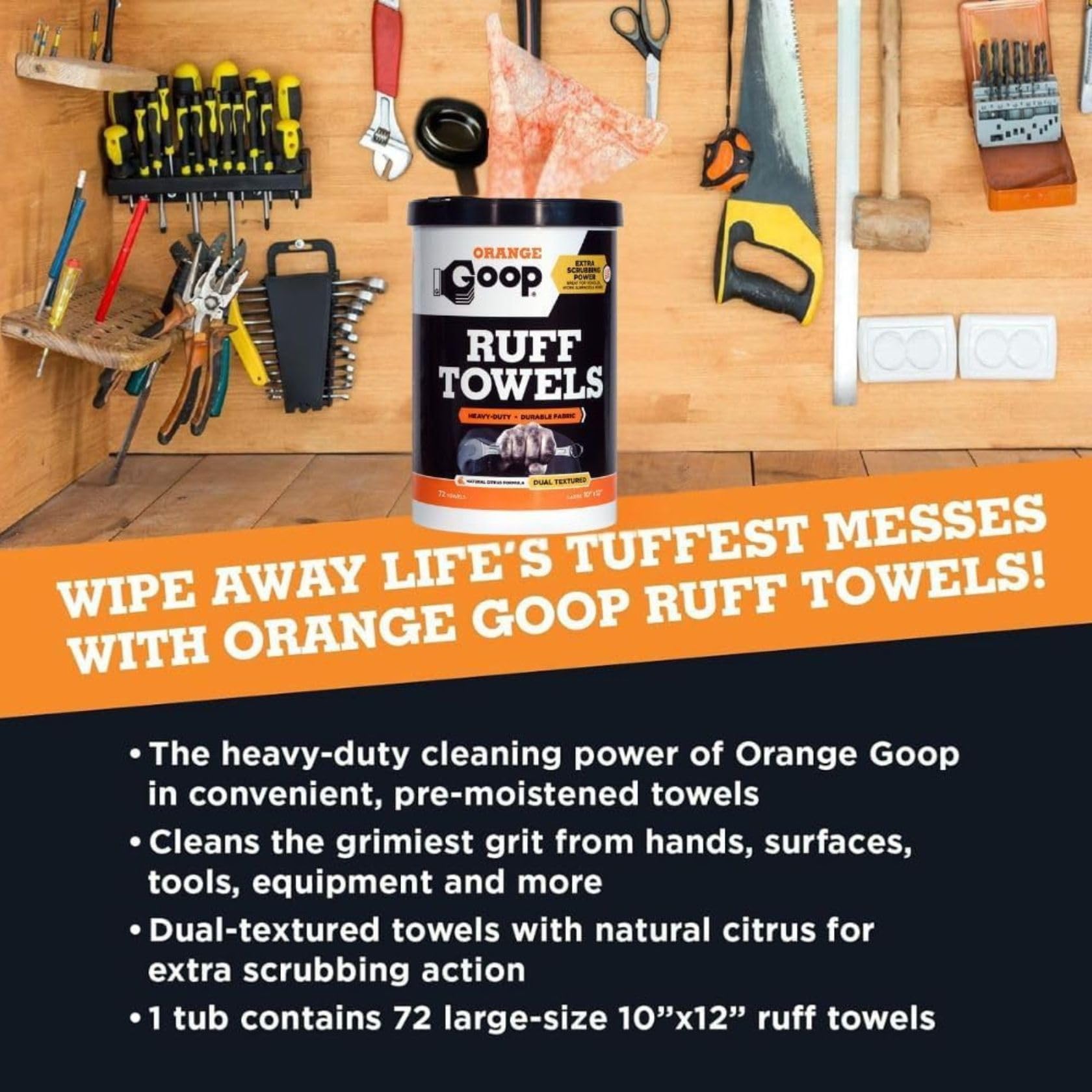 Orange Heavy Duty Ruff Towels with Scrubbing Power (144 Count)