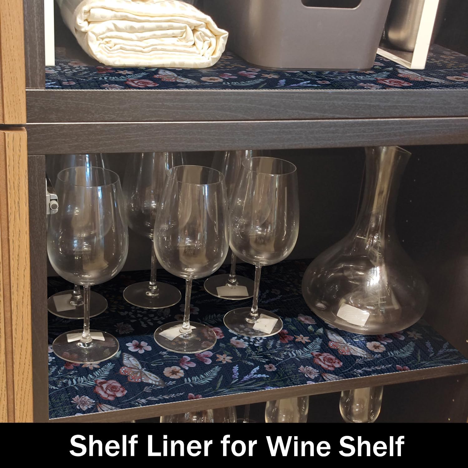 16IN x 10FT Dark Blue Butterfly Shelf Drawer Liner for Kitchen