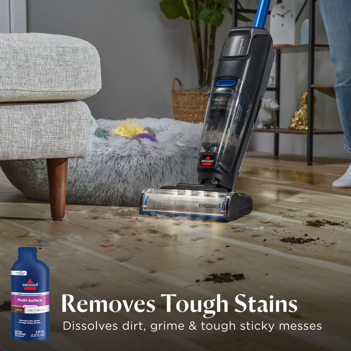 BISSELL Crosswave Cordless Plus, Wet Dy Vacuum w/FurFinder Headlights + Super Concentrate Multi Surface Formula for Sealed Hard Surfaces and Area Rugs - ModHome Supplies