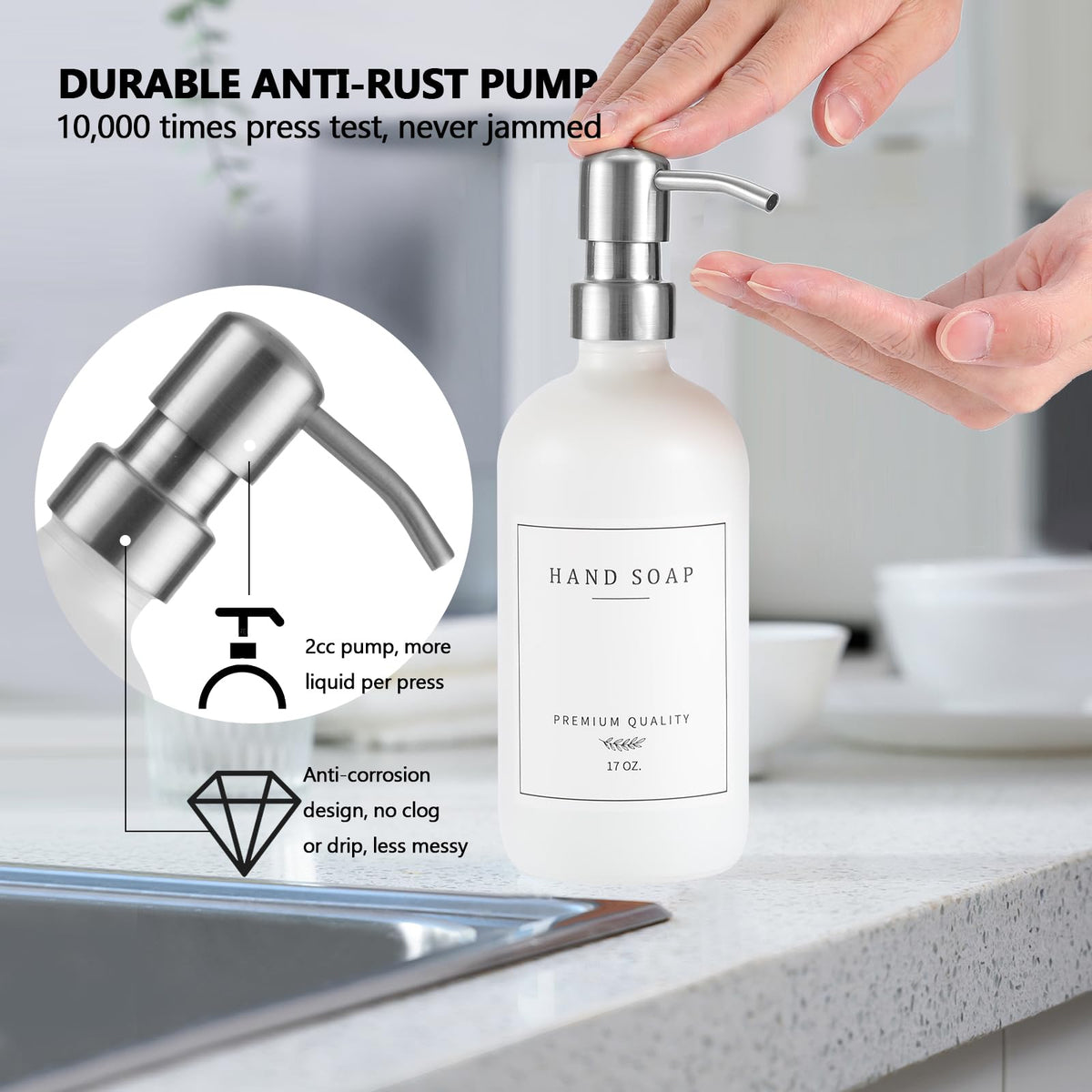 Thick Glass Soap Dispenser (2 Count)