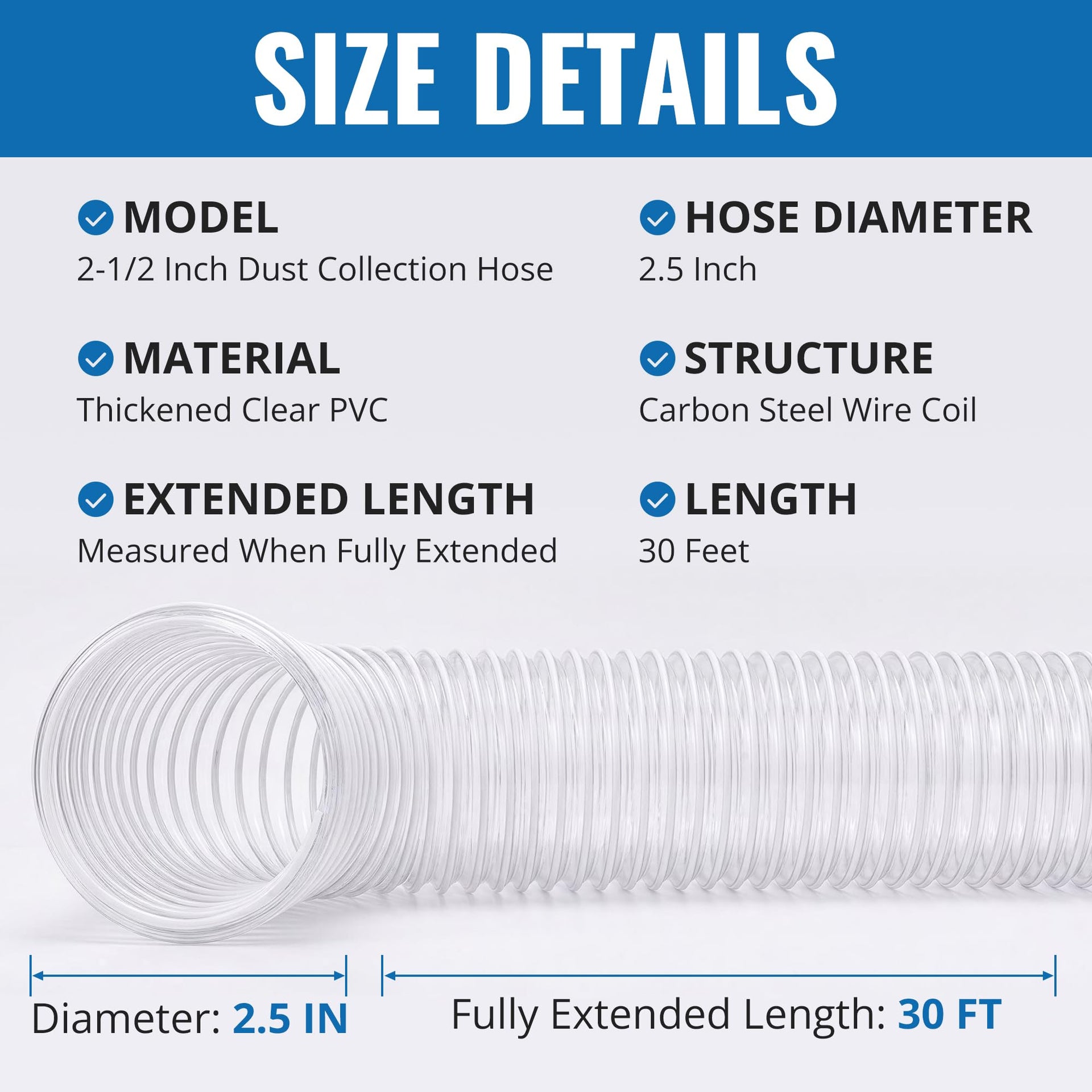 2 1 2" x 30' PVC Dust Collection Hose