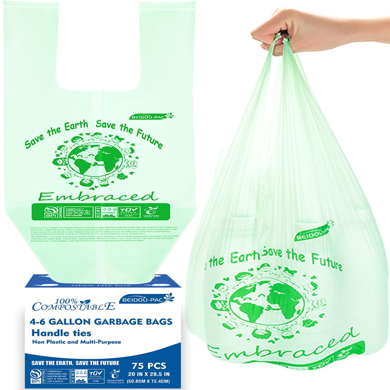 4 6 Gallon Compostable Trash Bags (75 Count)