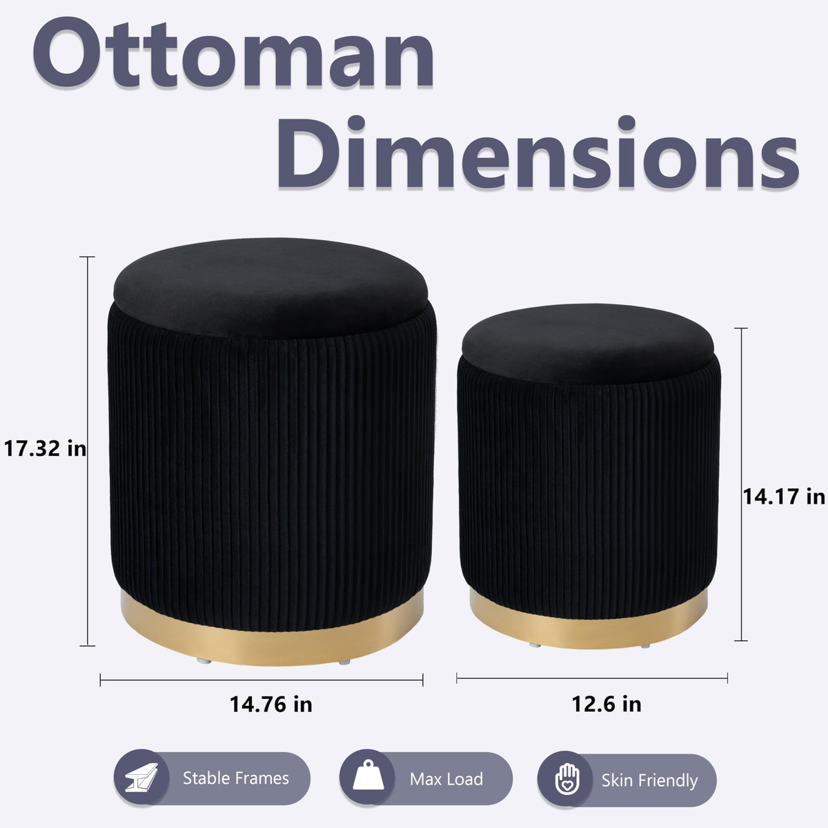 Round Ottoman with Storage Set of 2 (2 Count)