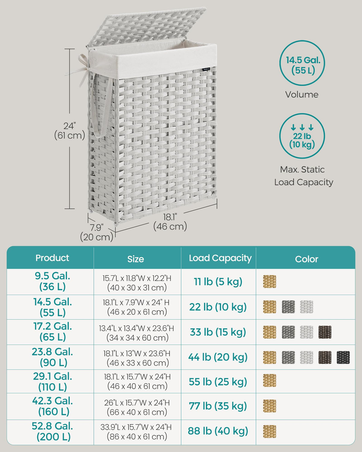 Slim Laundry Hamper with Lid