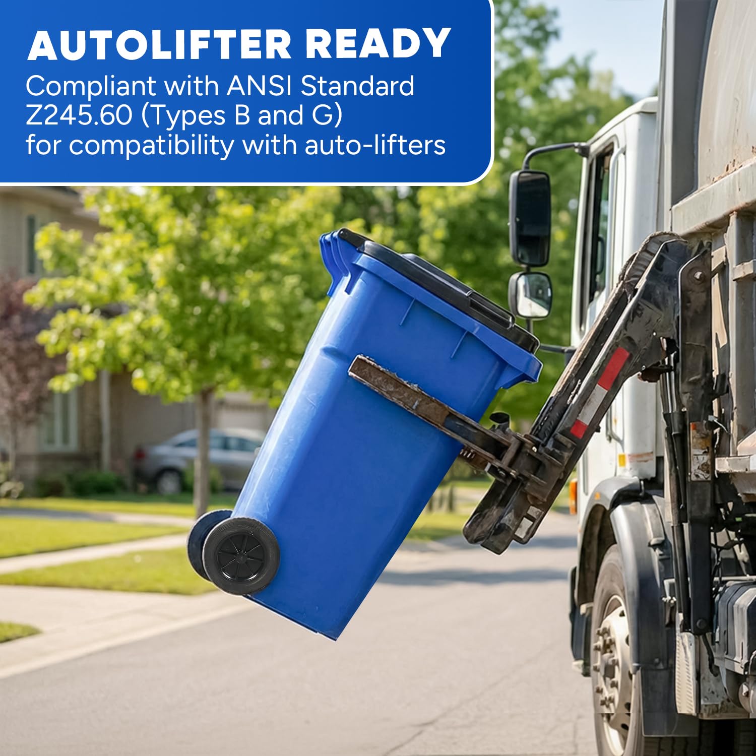 32 Gallon Trash Can Outdoor Recycling Bin with Lid and Wheels Heavy Duty Rolling Garbage Can with Lid Blue Recycle Trash Can with Wheels for Warehouse Hospital Restaurant Office