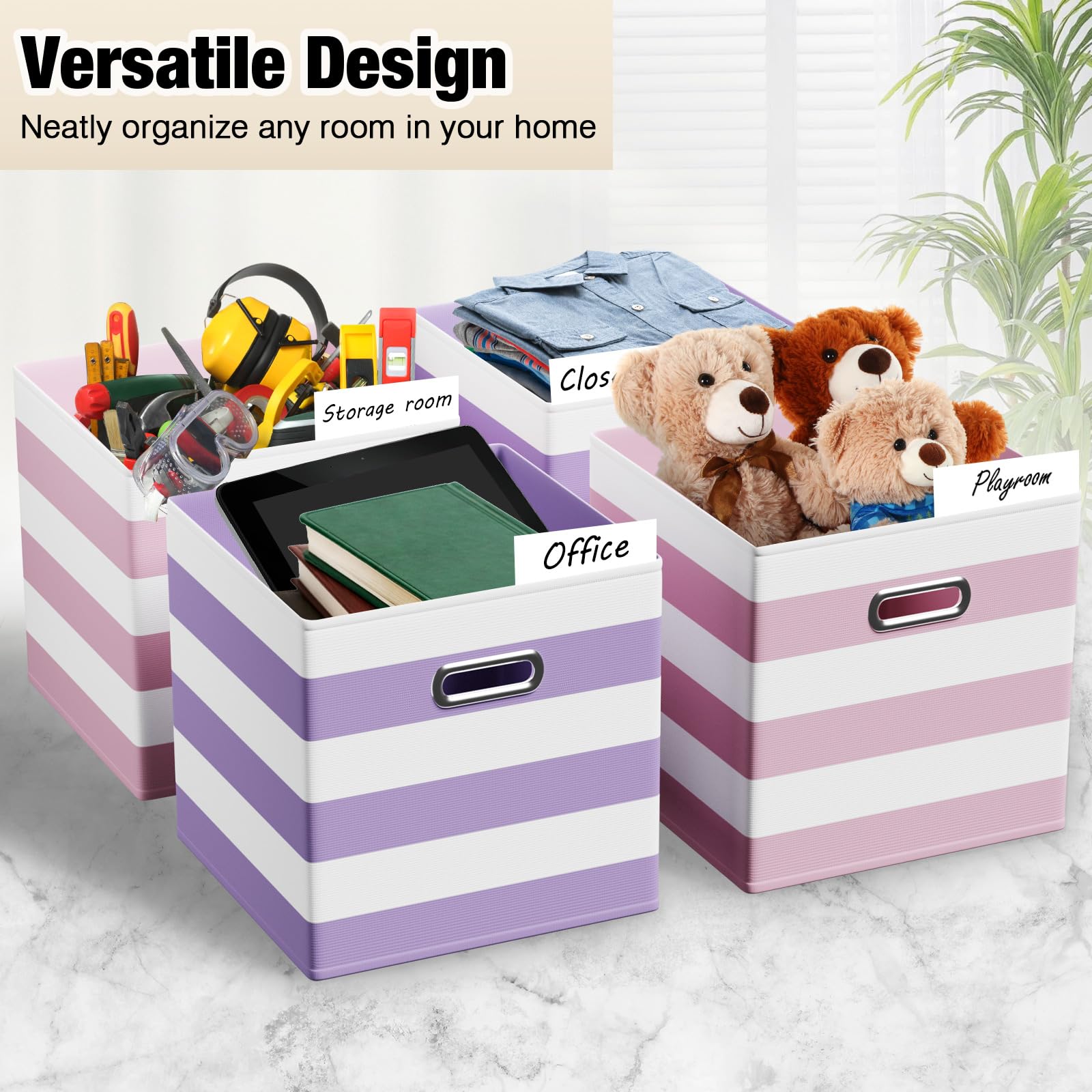 11 Inch 6 Pack Fabric Storage Cubes with Metal Handles (6 Count)