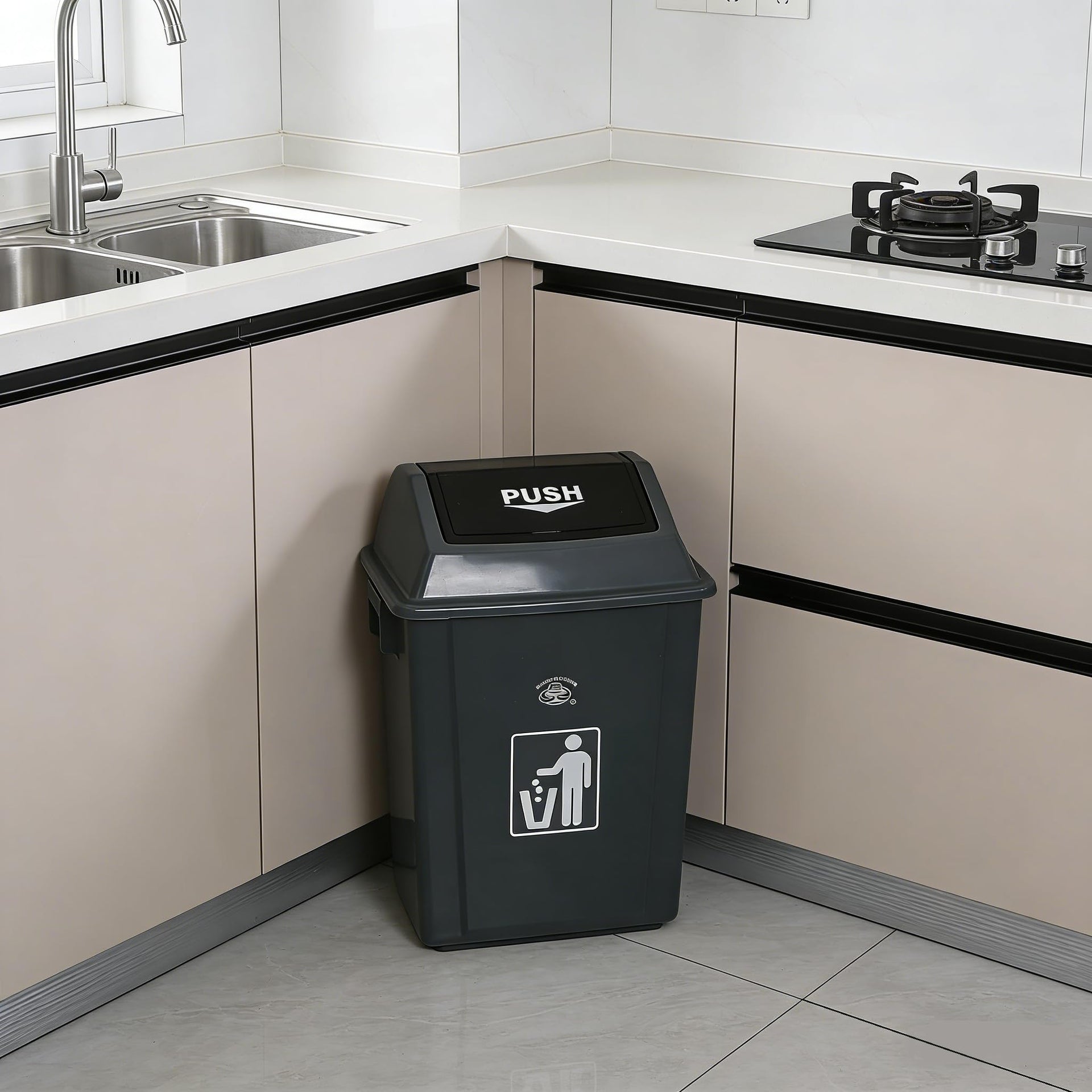 4 Pack Small Plastic Trash Can with Swing Lid (4 Count)